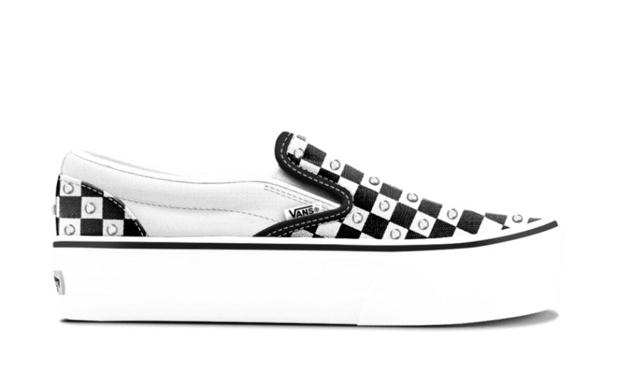 KIDS CLASSIC SLIP-ON STACKFORM RHINESTONE J (BLACK/WHITE)
