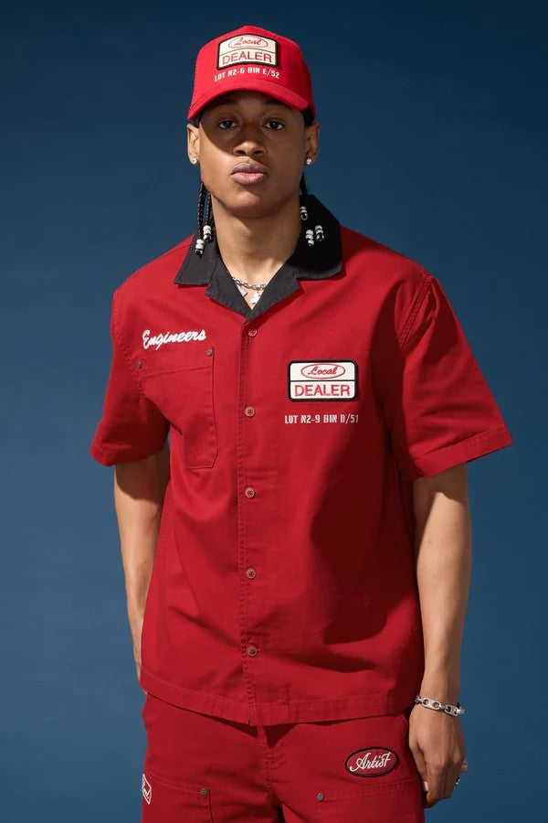 MENS JORDAN CRAIG THE RE-UP MECHANIC SHIRT (RED)