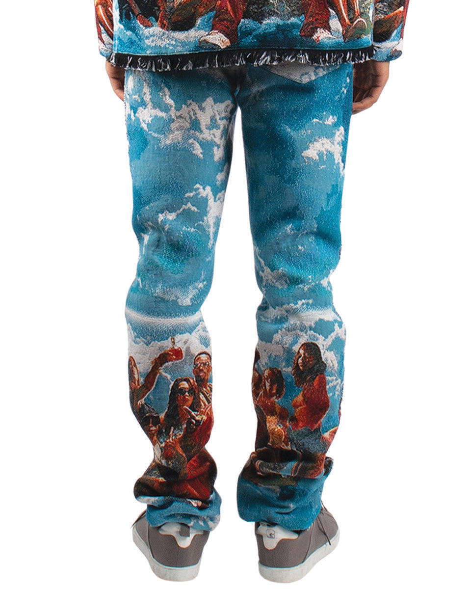 MENS MAJESTIK GOLDEN ERA HEAVY TAPESTRY PANT (LIGHT BLUE)