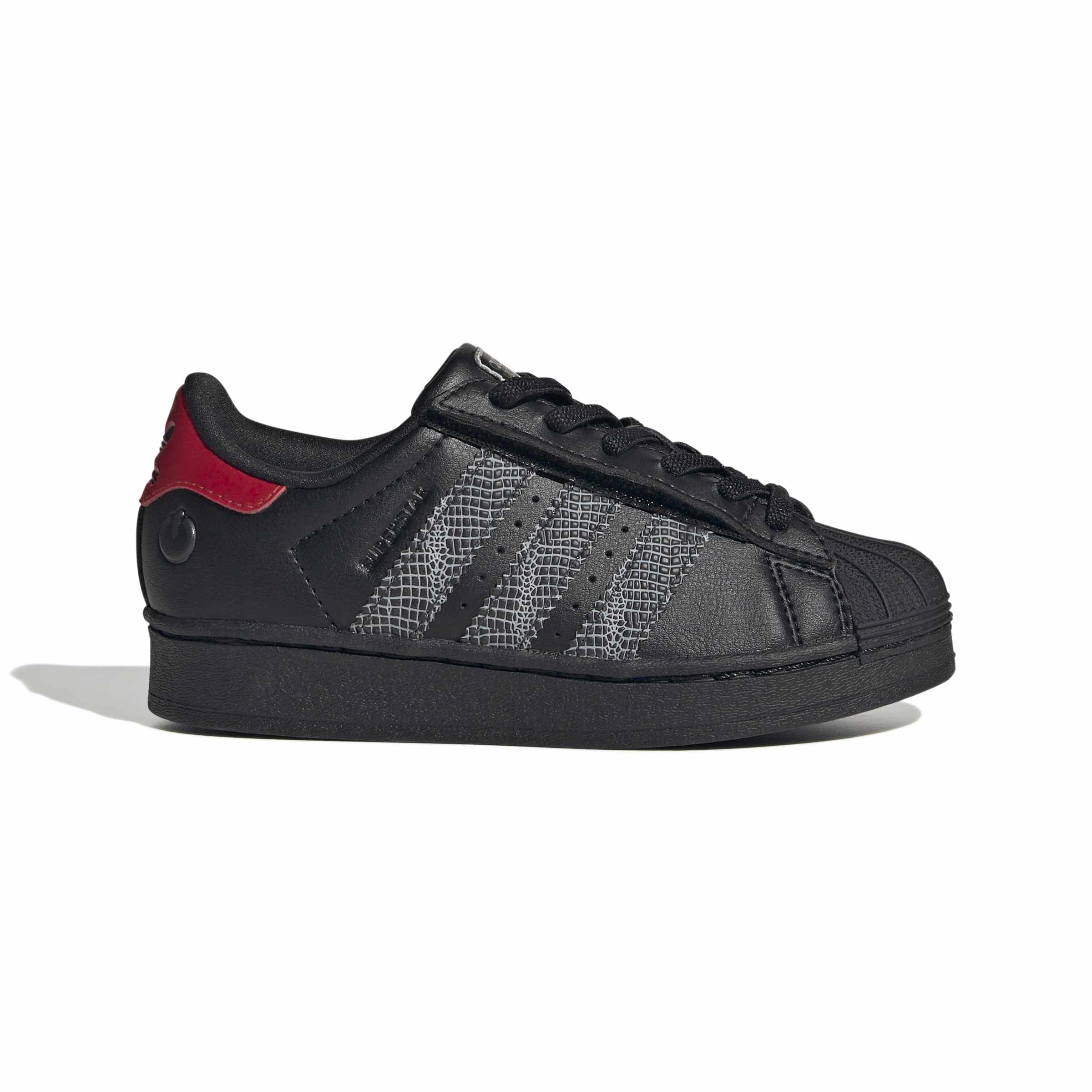 KIDS ADIDAS SUPERSTAR LED LIGHTS COMFORT CLOSURE ELASTIC LACE C (CORE BLACK / CORE BLACK / RED)