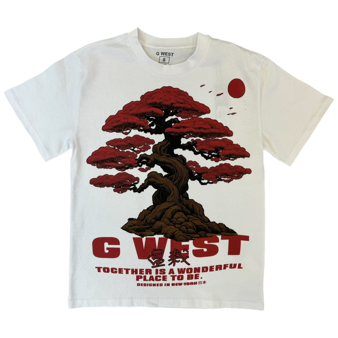 MENS G WEST BONSAI OS T-SHIRT (WHITE/RED)