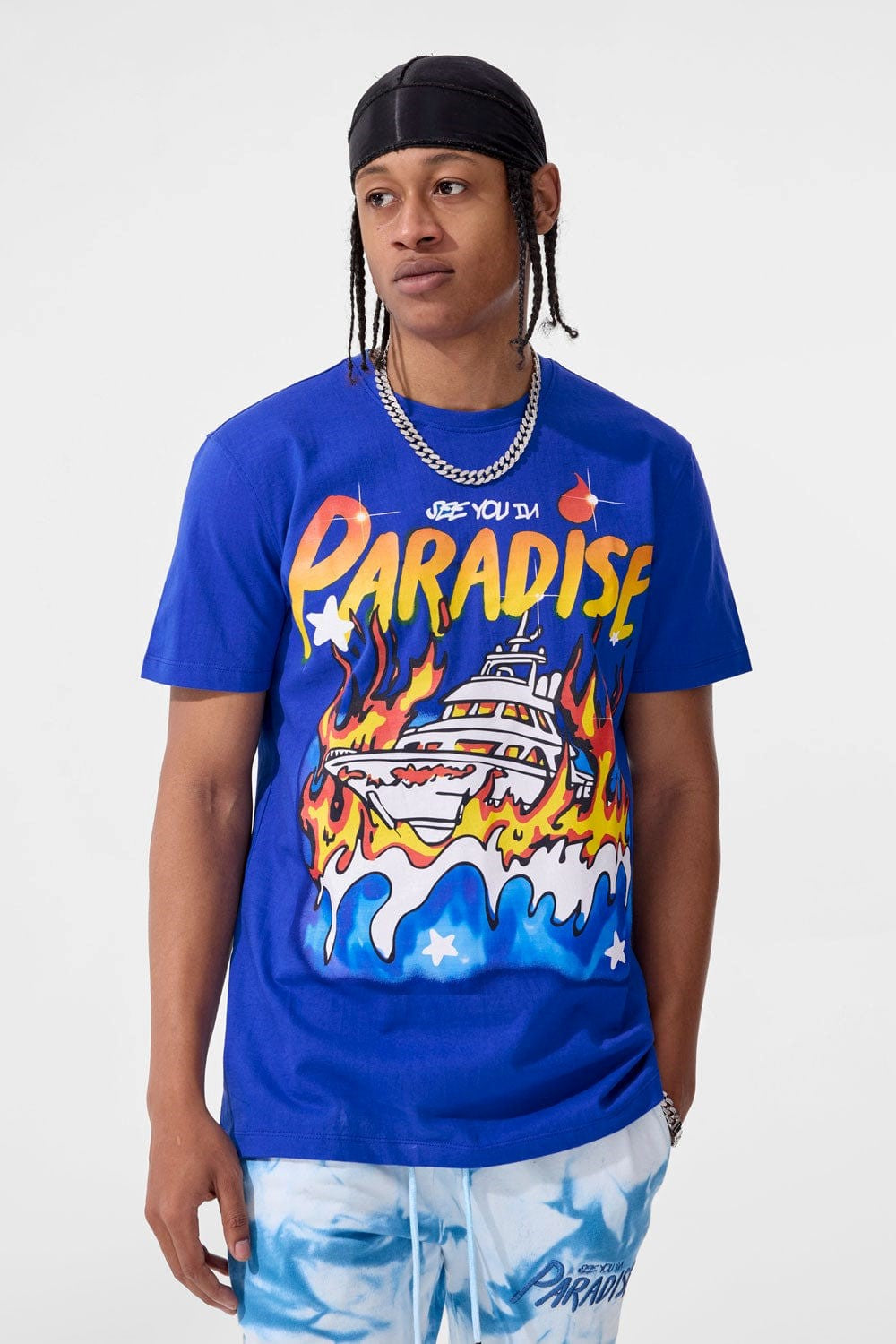 MENS JORDAN CRAIG BURN THE BOATS T-SHIRT (ROYAL)