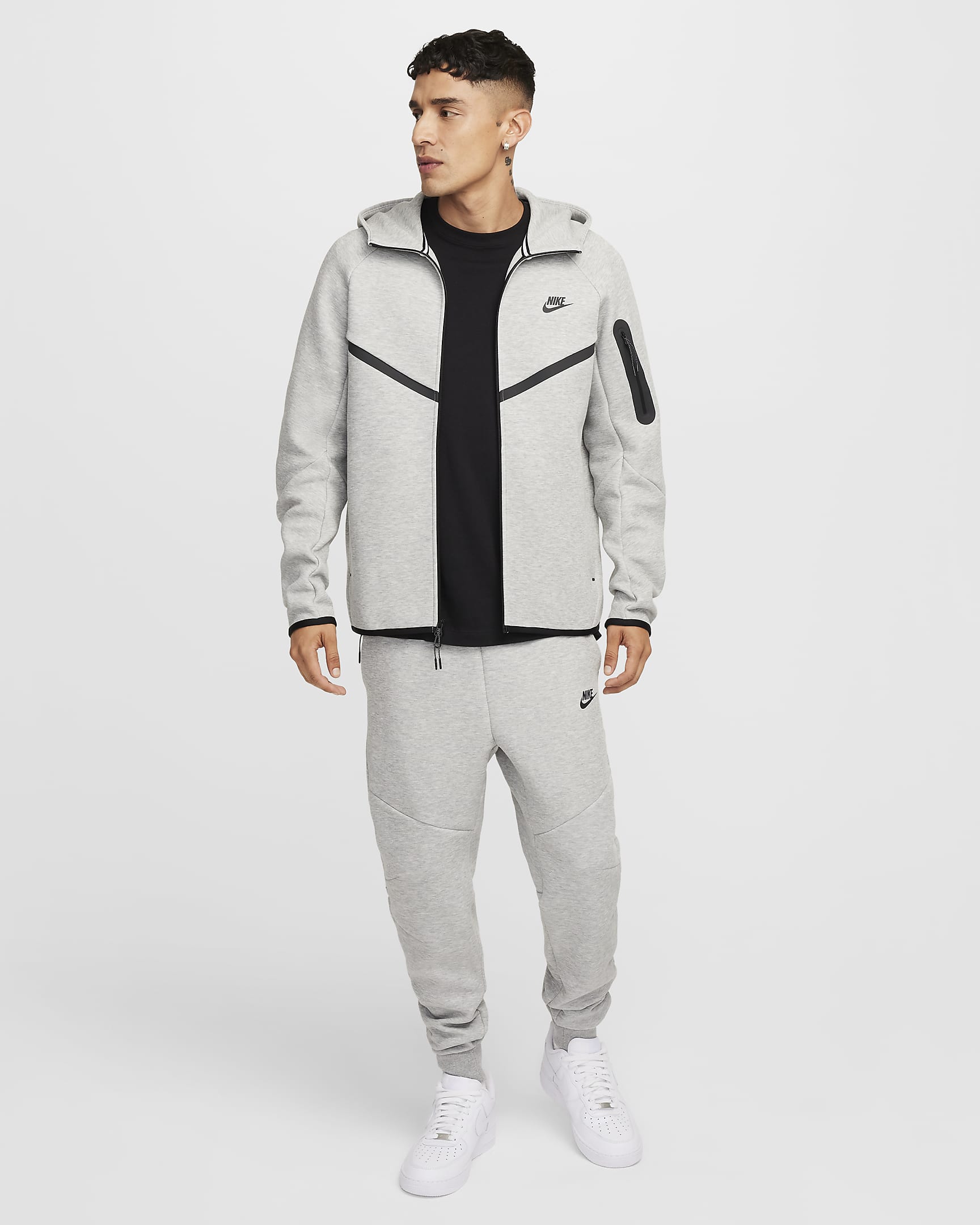 MENS NIKE TECH FLEECE FULL-ZIP WINDRUNNER WARMUP (DARK GREY HEATHER/BLACK)