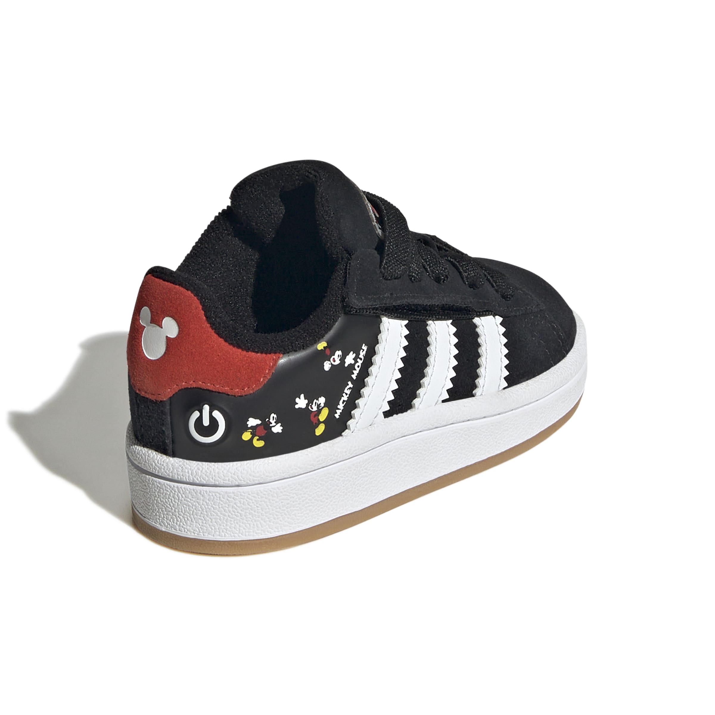 KIDS ADIDAS DISNEY MICKEY MOUSE CAMPUS 00S LED LIGHTS COMFORT CLOSURE ELASTIC LACE I (CORE BLACK / CLOUD WHITE / RED)