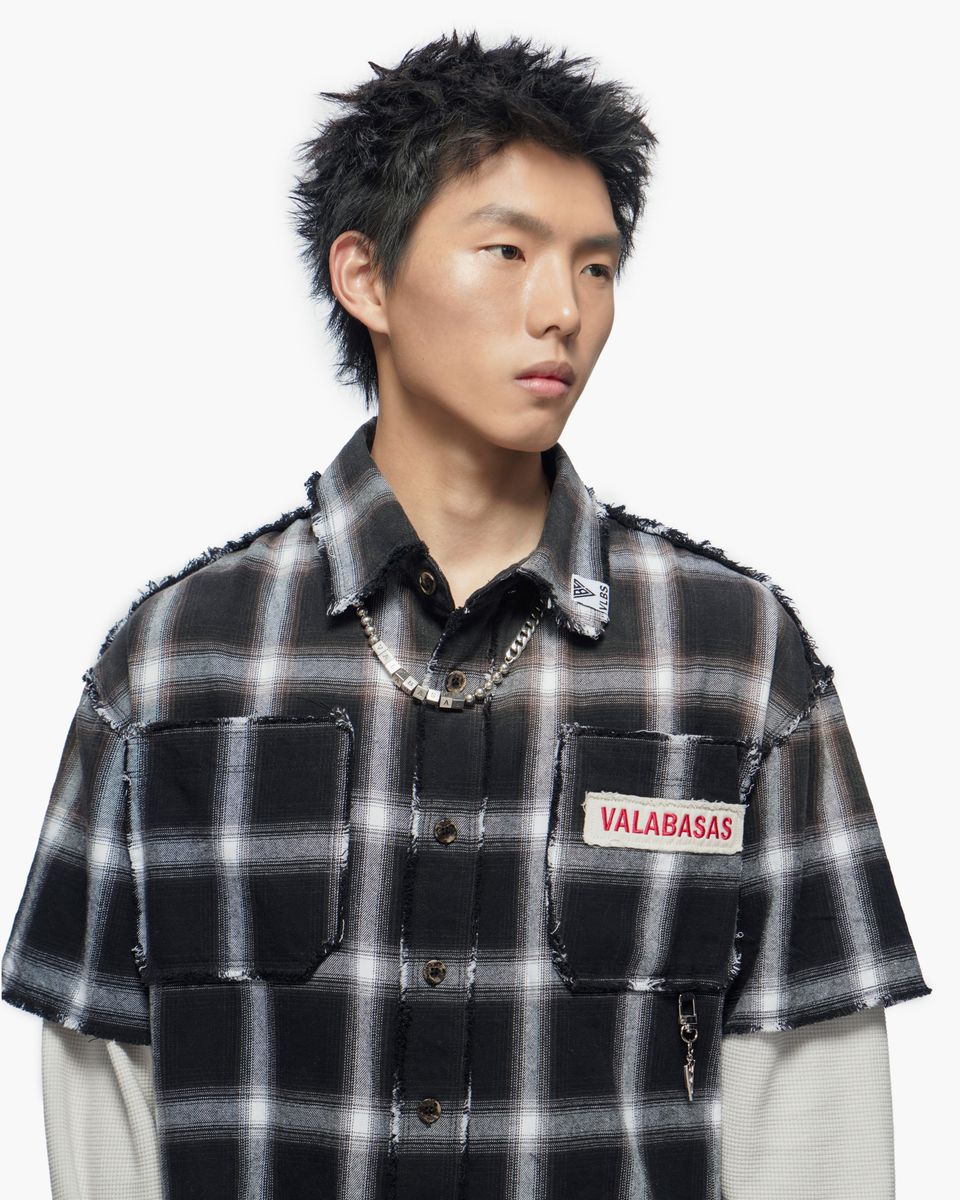 MENS VALABASAS LUMBERJACK LAYERED FLANNEL (BLACK/WHITE)