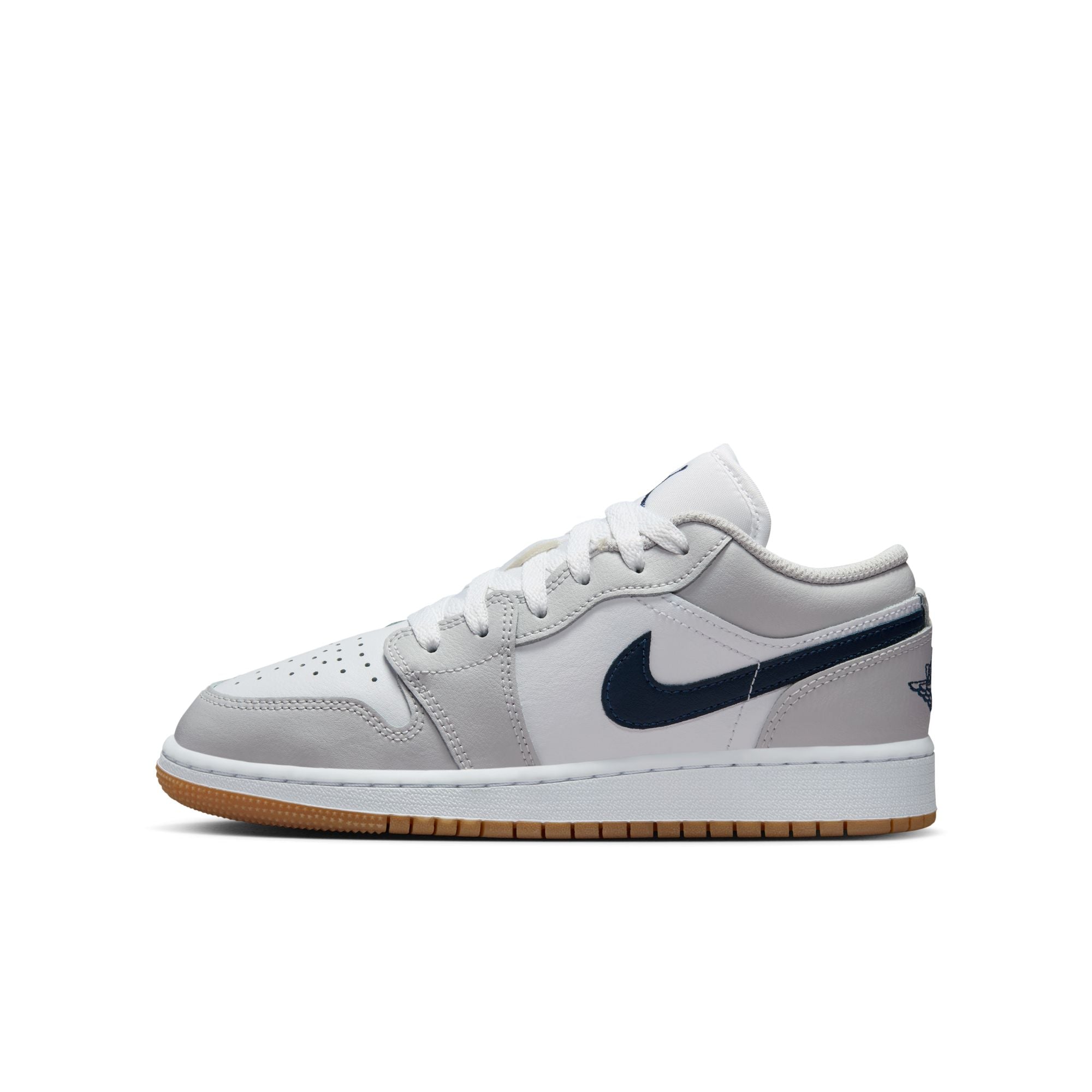 KIDS AIR JORDAN 1 LOW GS (WHITE/MIDNIGHT NAVY/NEUTRAL GREY)