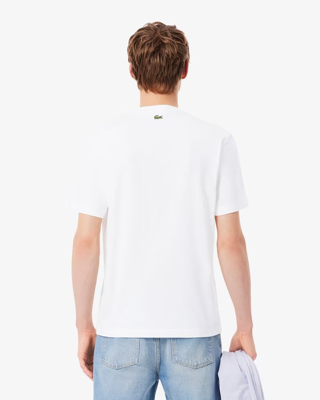 MENS LACOSTE PRINTED COTTON T-SHIRT (WHITE)