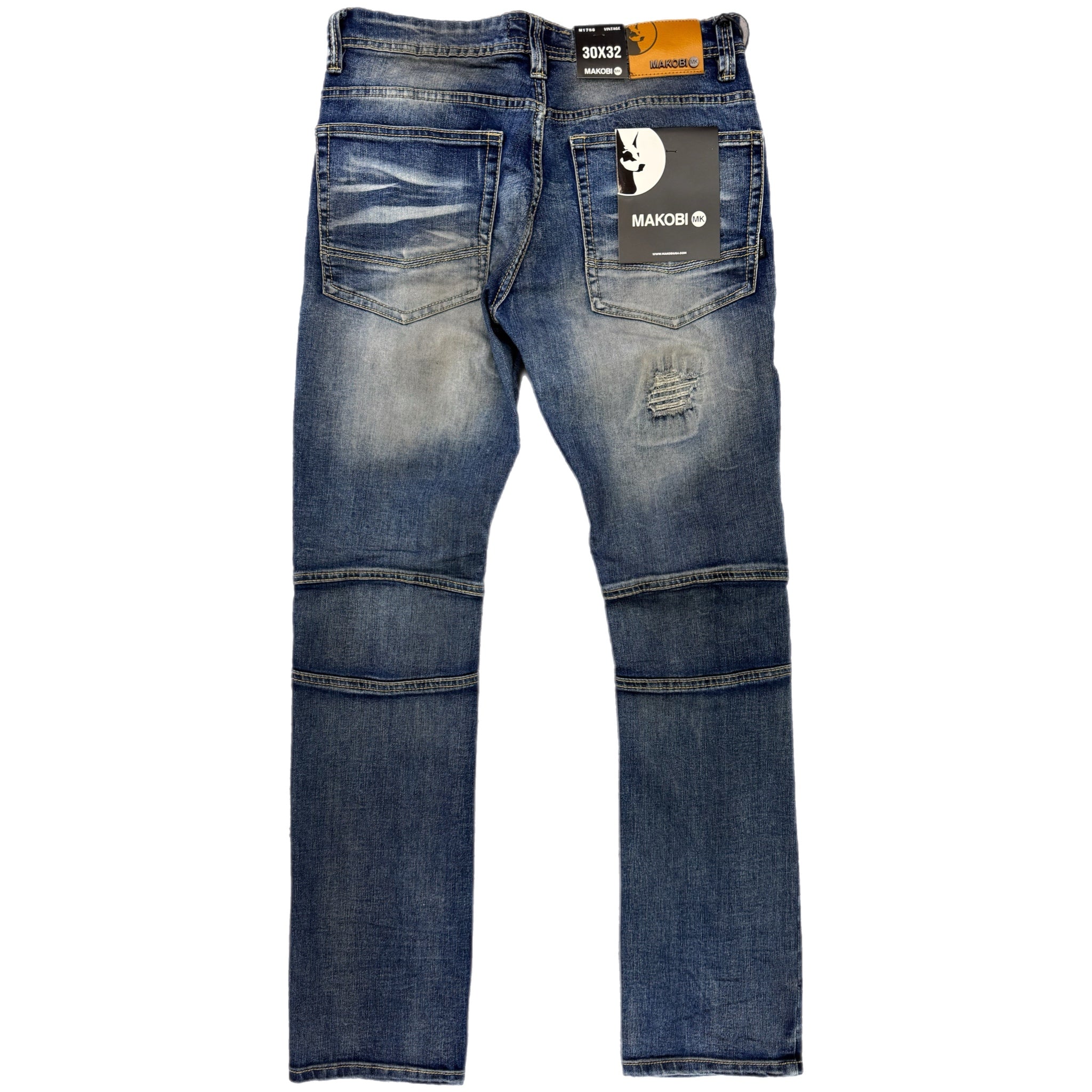 MEN'S MAKOBI PRADO BIKER JEANS WITH RIP & REPAIR (VINTAGE)