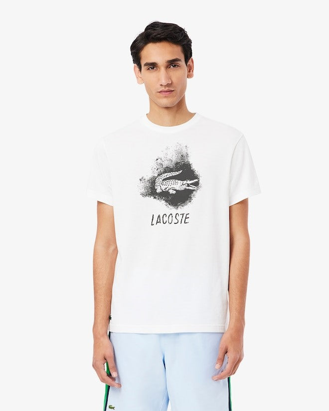 MENS LACOSTE ULTRA DRY GRAPHIC SPORT T-SHIRT (WHITE)