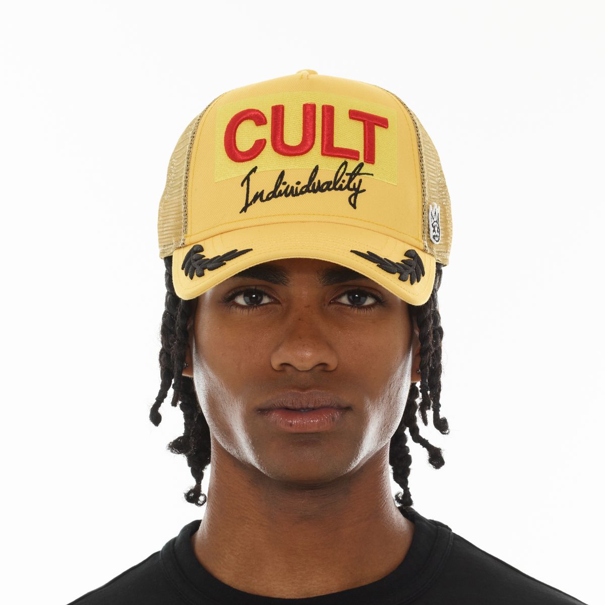 CULT MESH BACK TRUCKER HAT "RACING" (YELLOW GOLD)