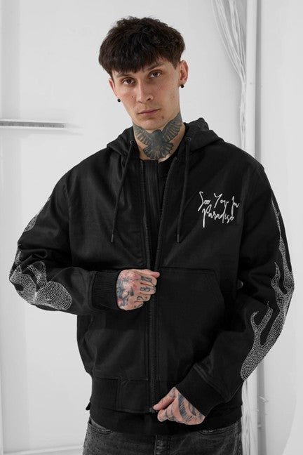 MENS JORDAN CRAIG ETERNAL FLAME HOODED WORK JACKET (BLACK)