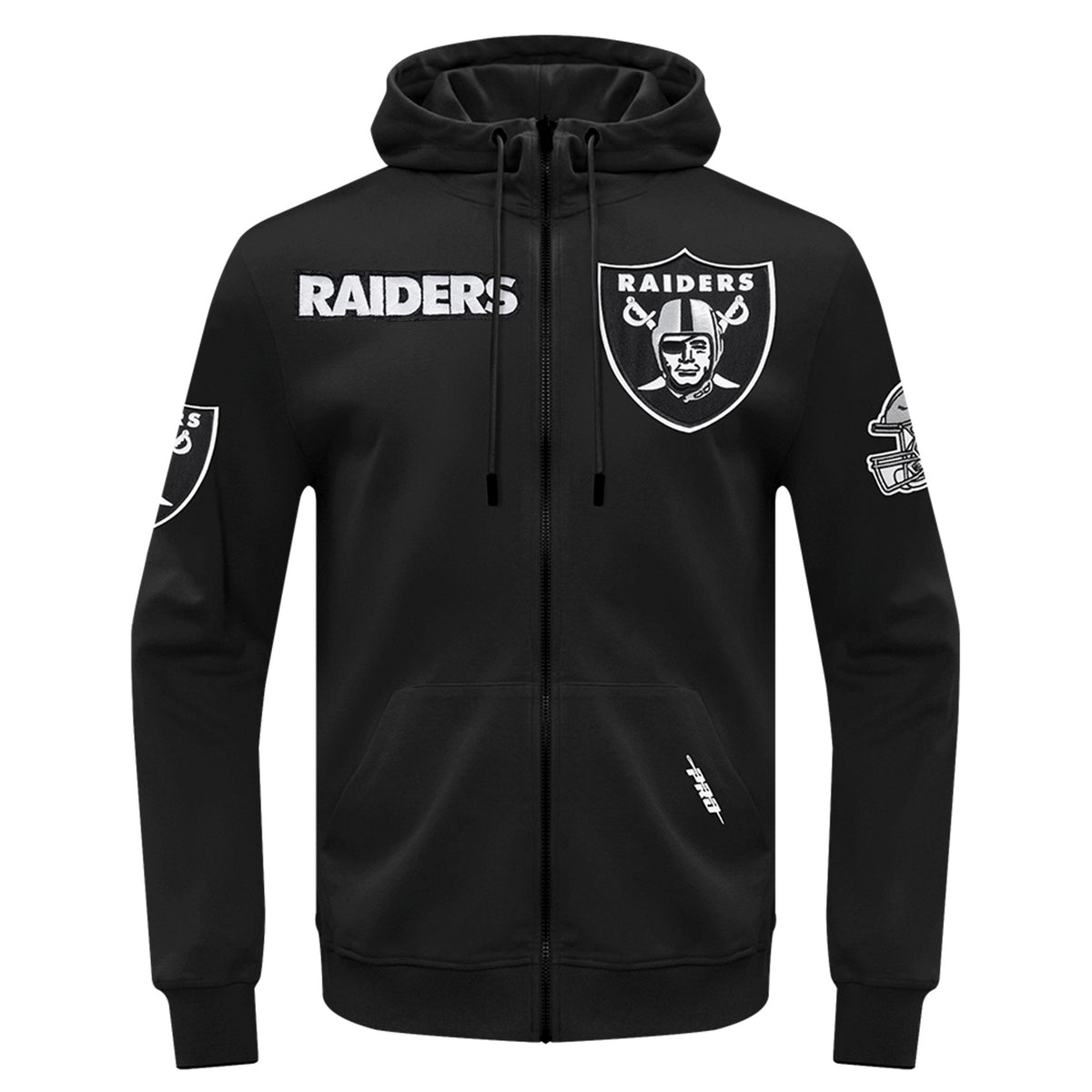 MENS PRO STANDARD LAS VEGAS RAIDERS CLASSIC WIND SUIT WOVEN FULL ZIP PULLOVER HOODIE (BLACK)