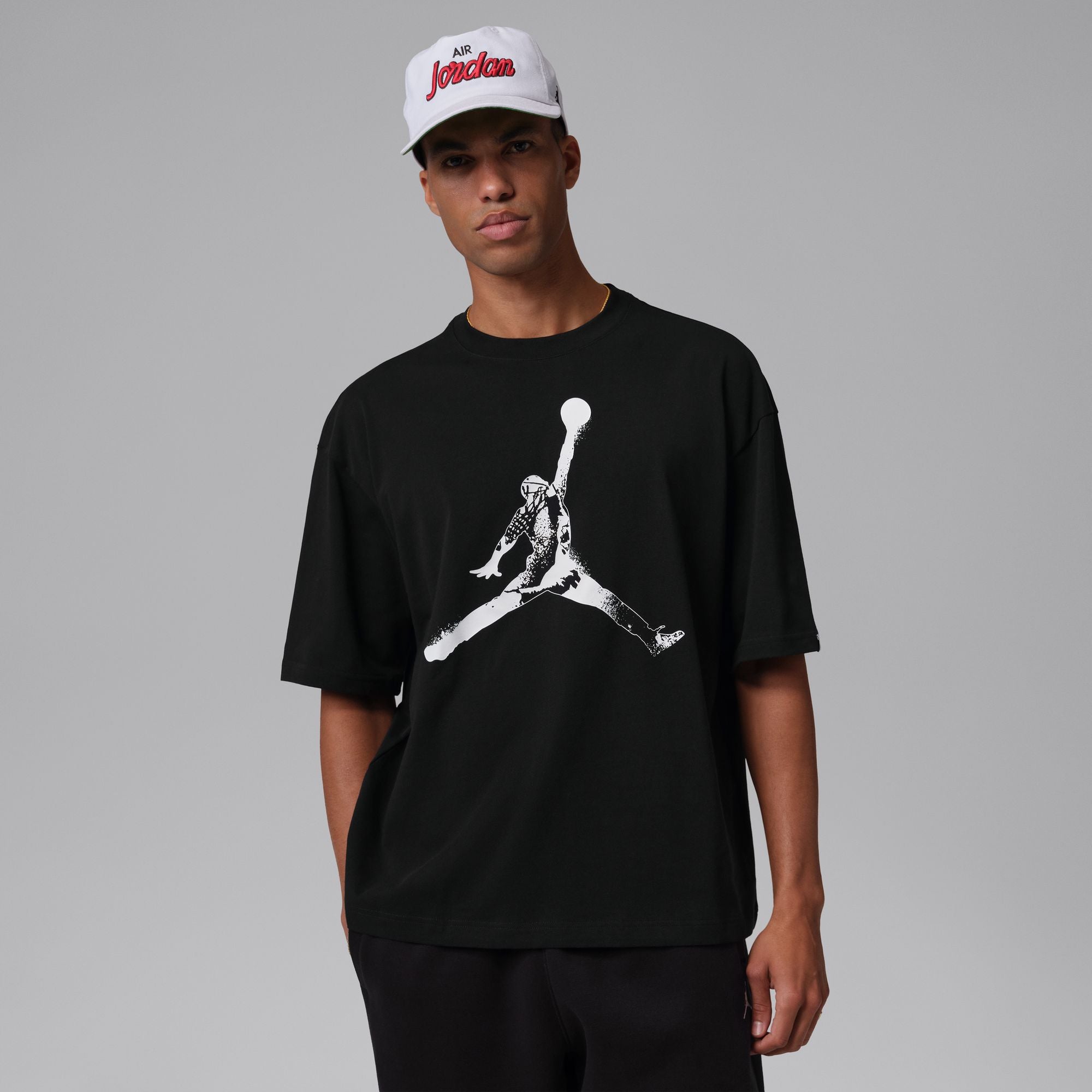MENS JORDAN OVERSIZE SS CREW LA GR (BLACK/WHITE)