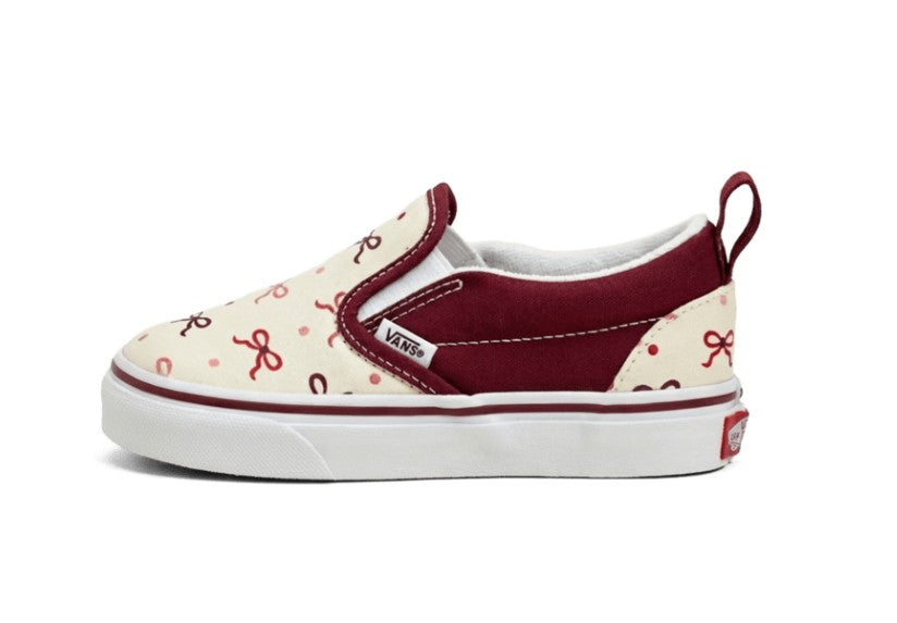 KIDS VANS SLIP-ON V BOW TD (DARK RED)