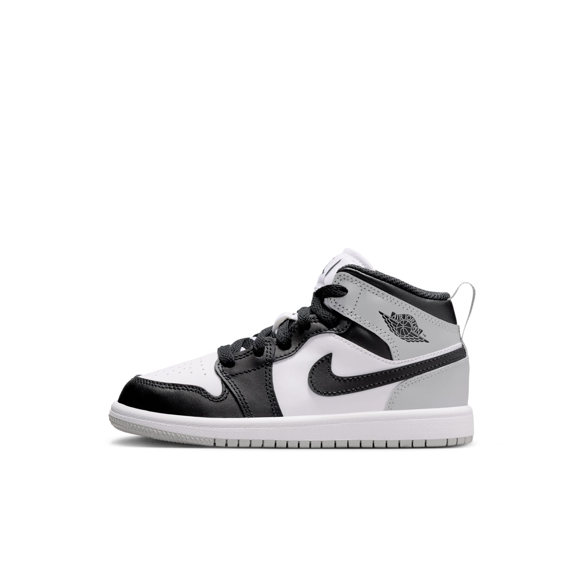KIDS JORDAN 1 MID PS (WHITE/BLACK/LT SMOKE GREY)