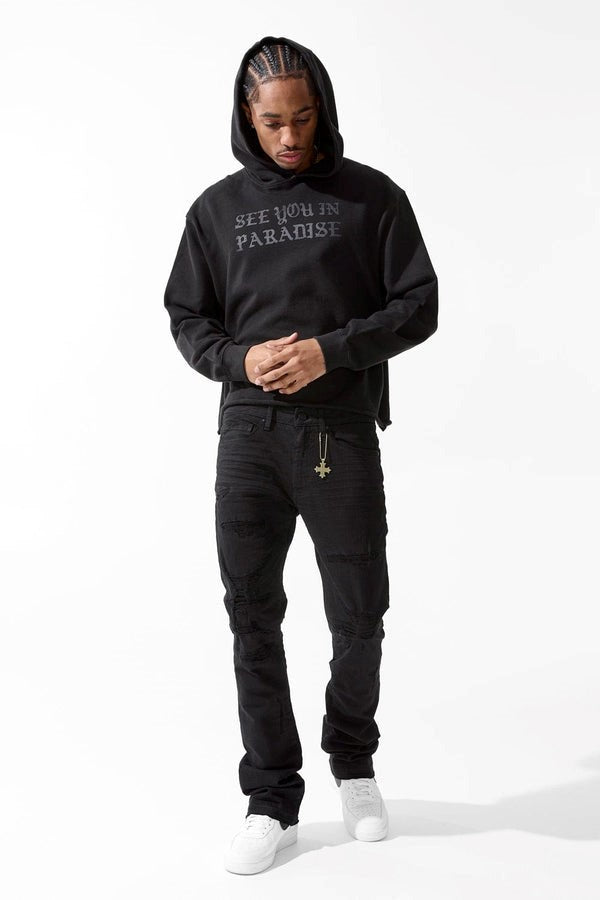 MENS JORDAN CRAIG MARTIN FIT SYIP STACKED DENIM (BLACK)