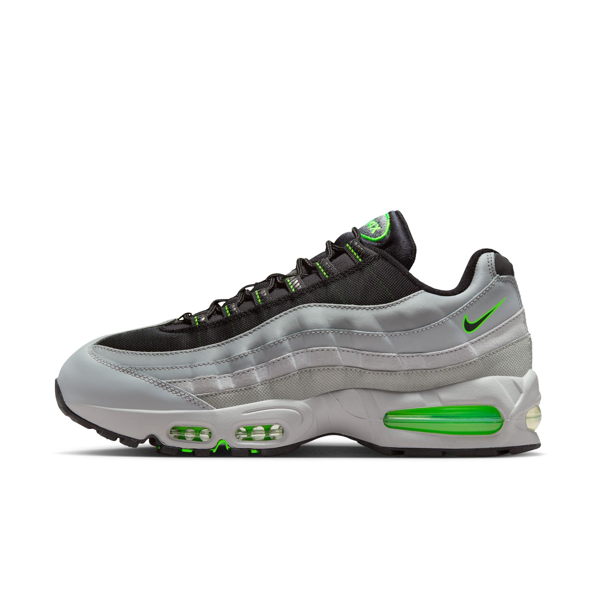 MENS NIKE AIR MAX 95 BIG BUBBLE (LT SMOKE GREY/BLACK/GREEN STRIKE/WHIT