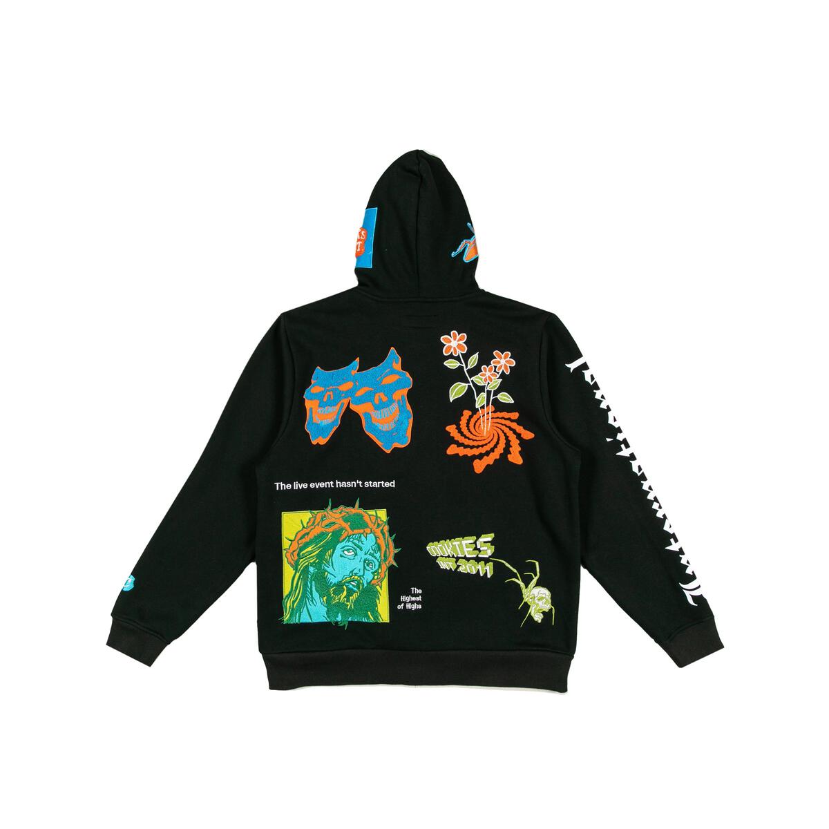 MENS COOKIES HIGHEST OF HIGHS ZIP HOODIE WITH CHENILLE APPLIQUE (BLACK)