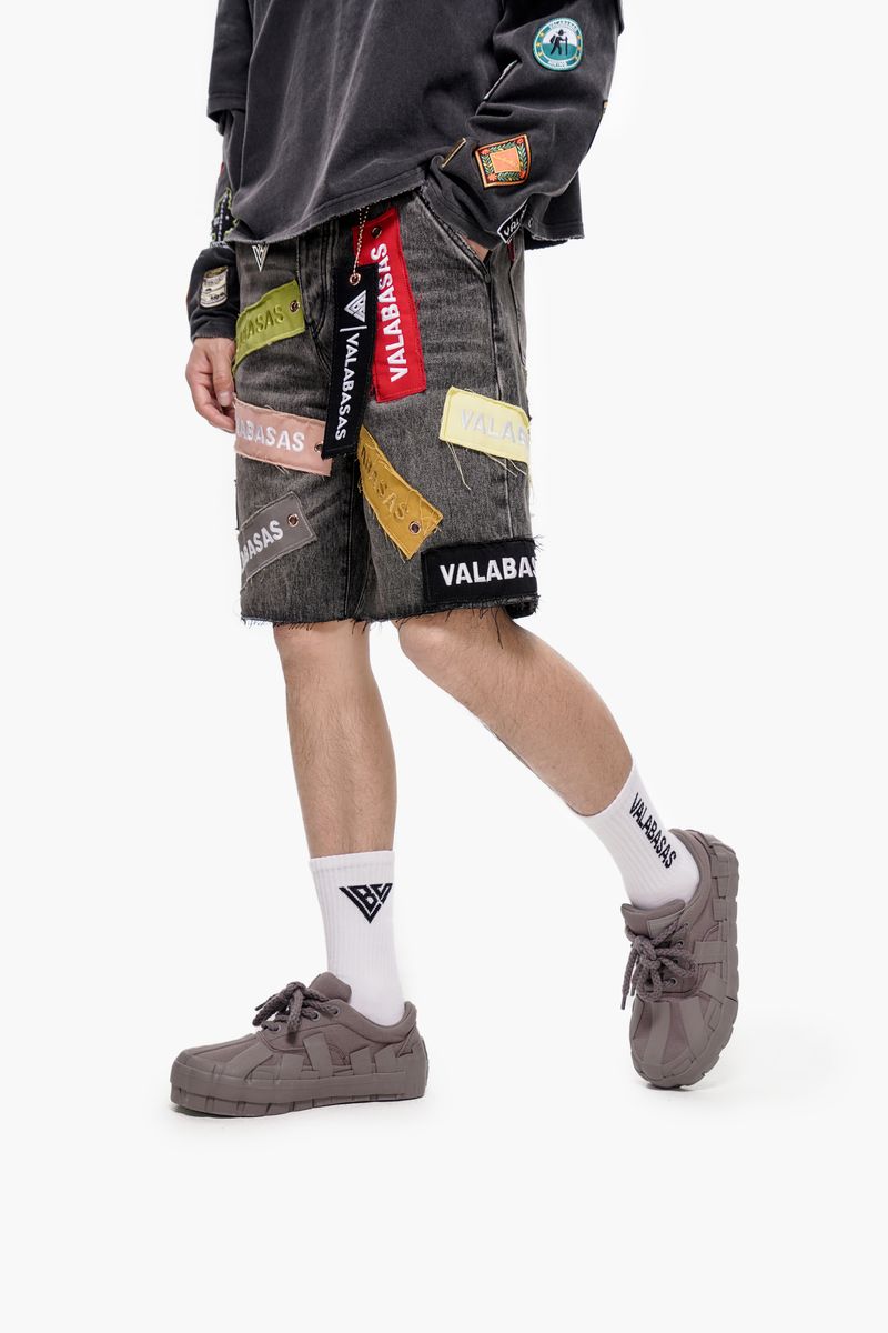 MENS VALABASAS "BANNER" DENIM SHORT (GREY WASH)