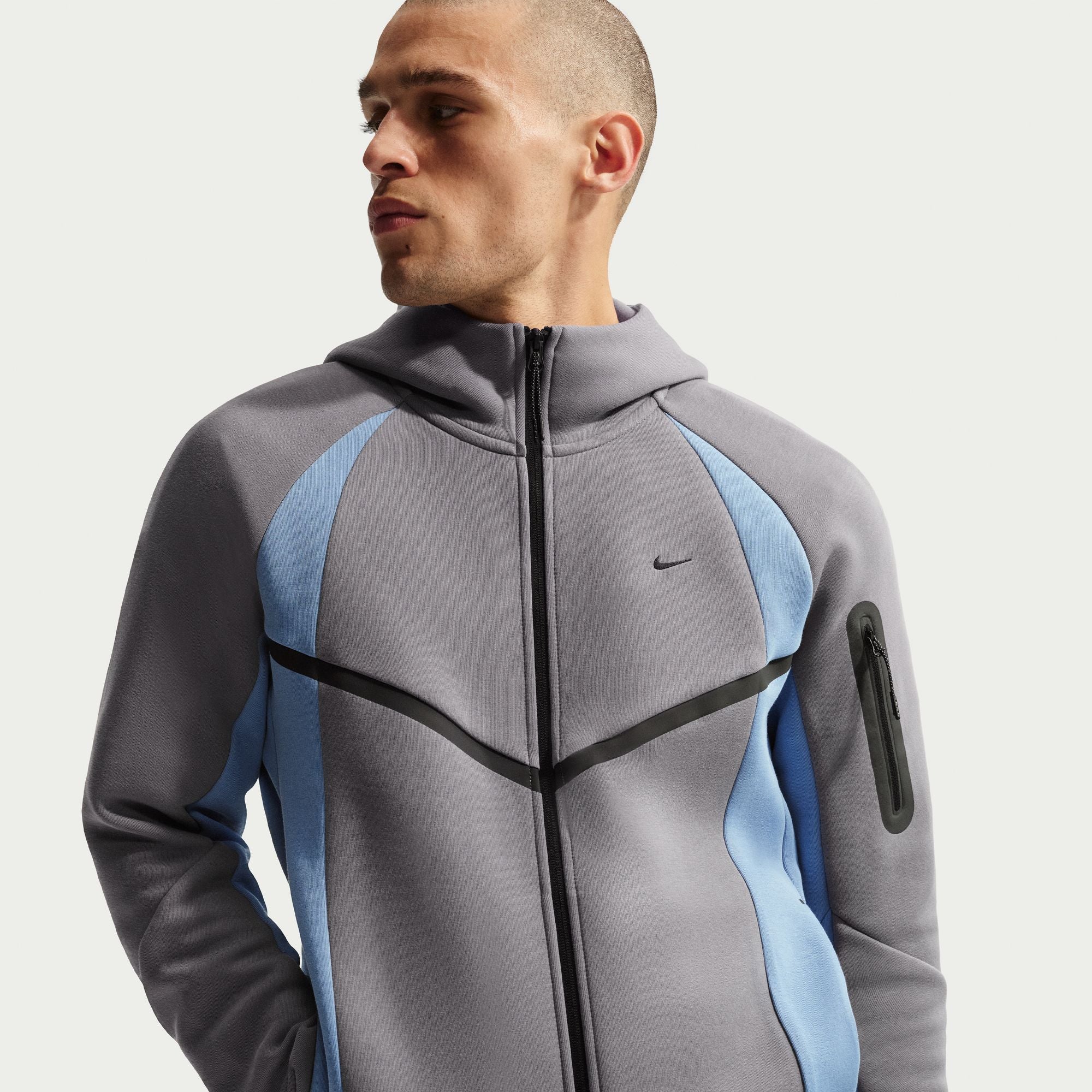 MENS NIKE TECH COLOR BLOCK FZ WARMUP (PENCIL POINT/WORK BLUE/BLACK)
