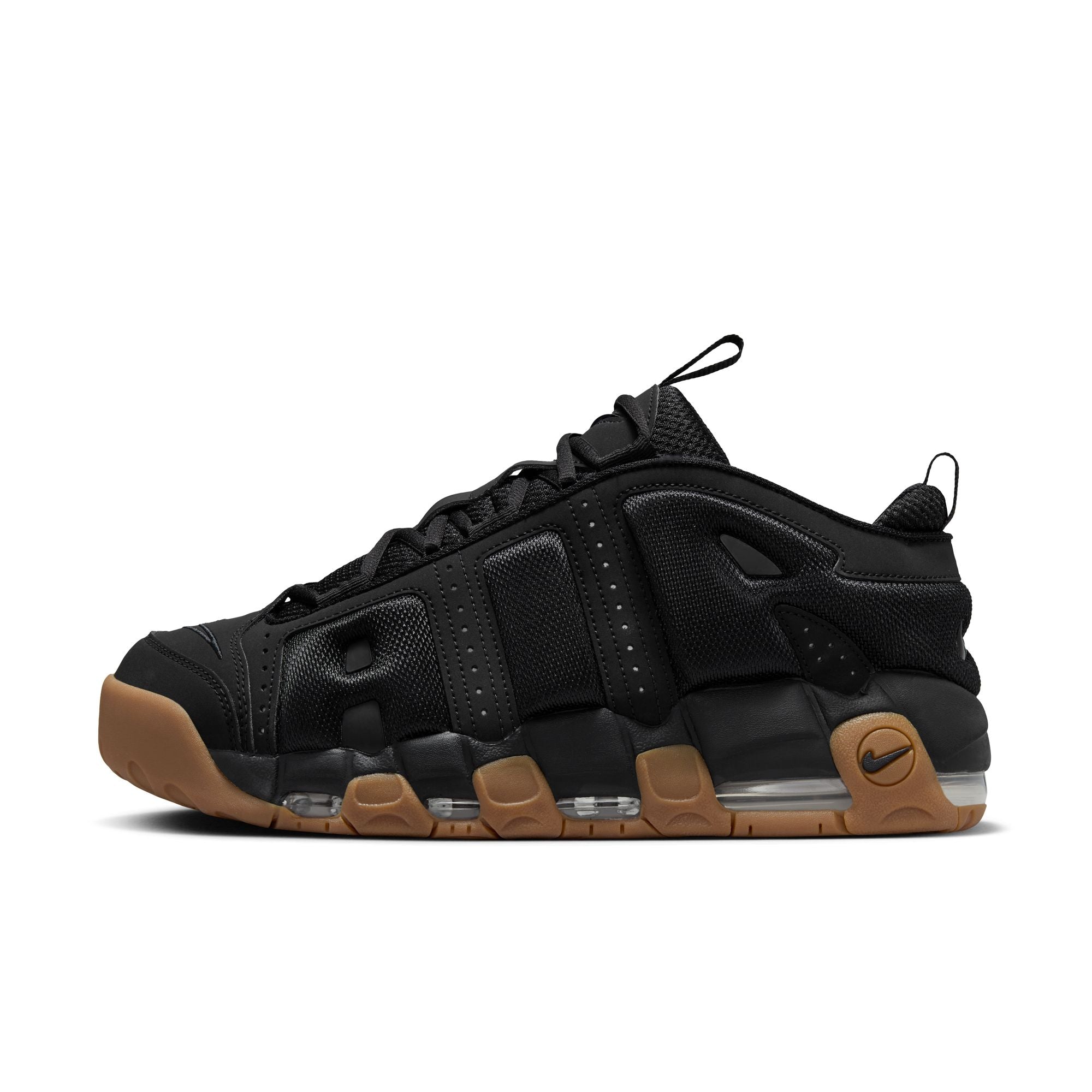 MENS NIKE AIR MORE UPTEMPO LOW (BLACK/GUM MED BROWN)