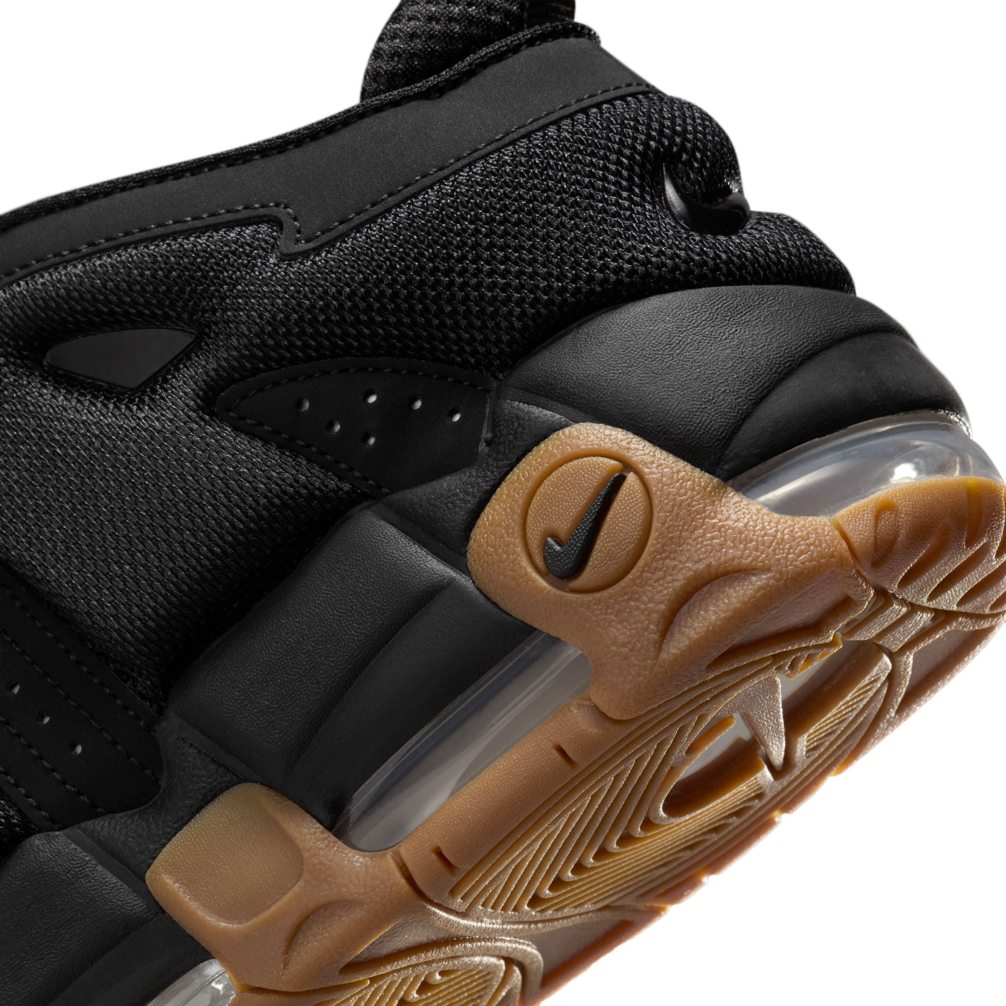 MENS NIKE AIR MORE UPTEMPO LOW (BLACK/GUM MED BROWN)
