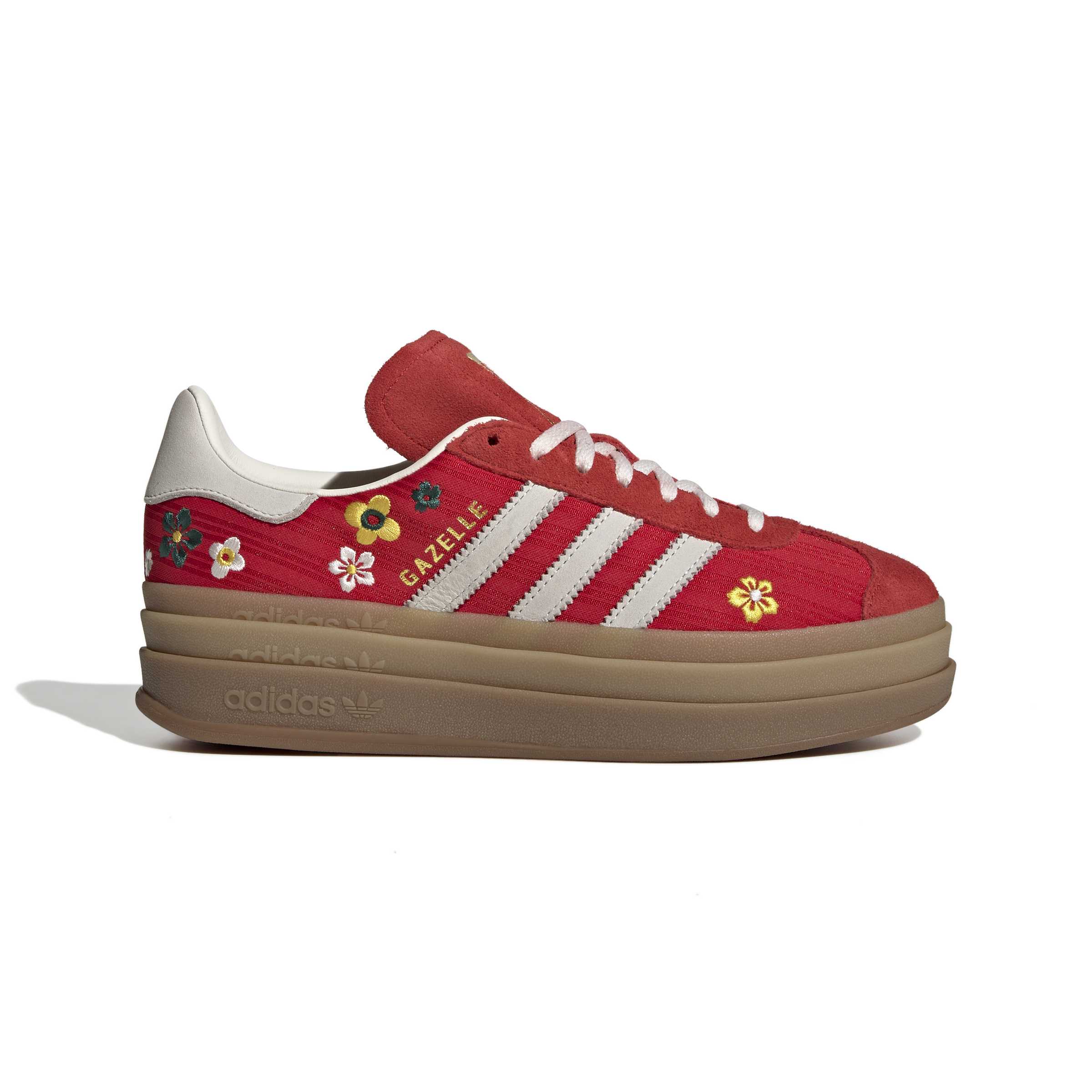 WOMENS ADIDAS GAZELLE BOLD (BETTER SCARLET / OFF WHITE / EQT YELLOW)