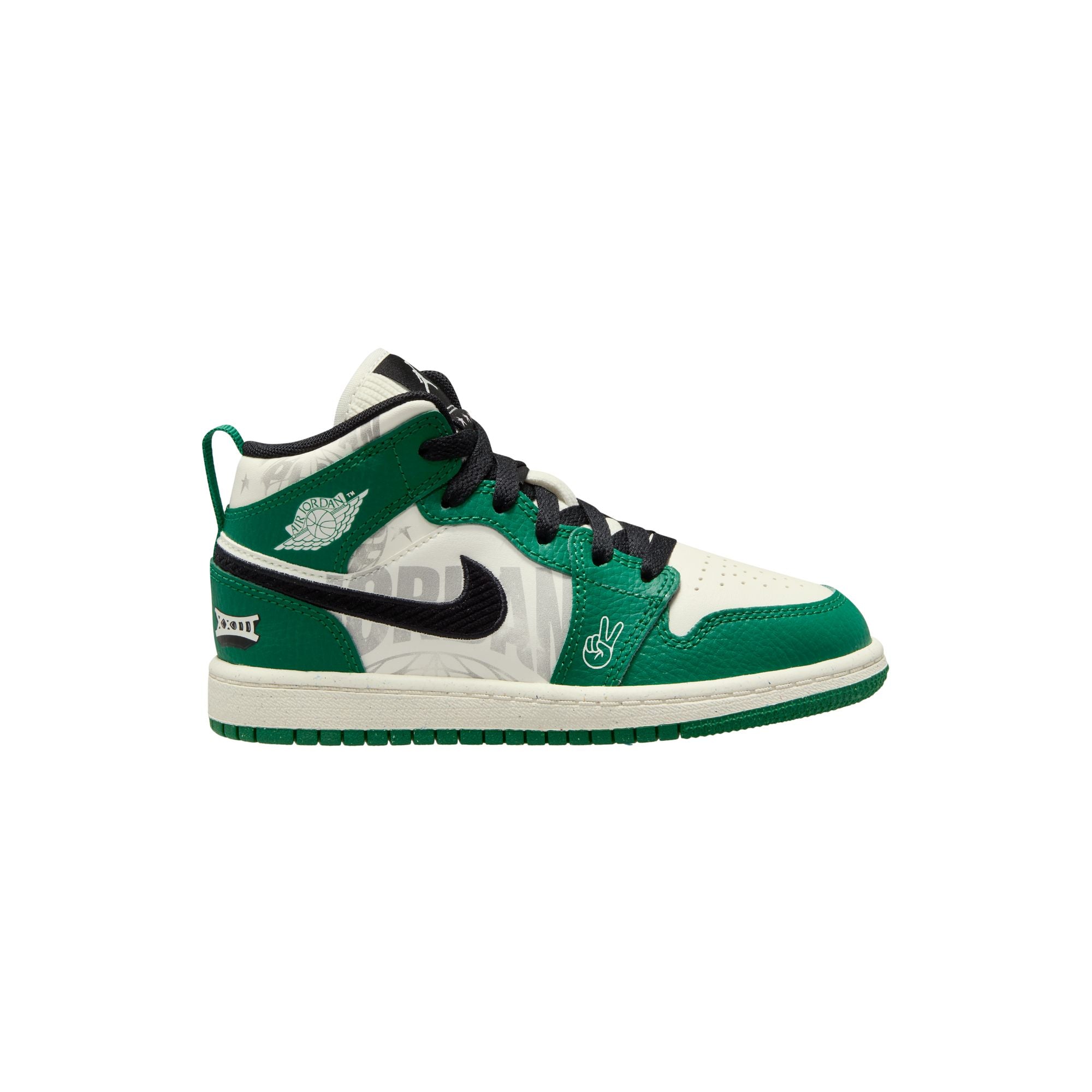KIDS JORDAN 1 MID SE PS (PINE GREEN/SAIL/BLACK/TEAM ORANGE)