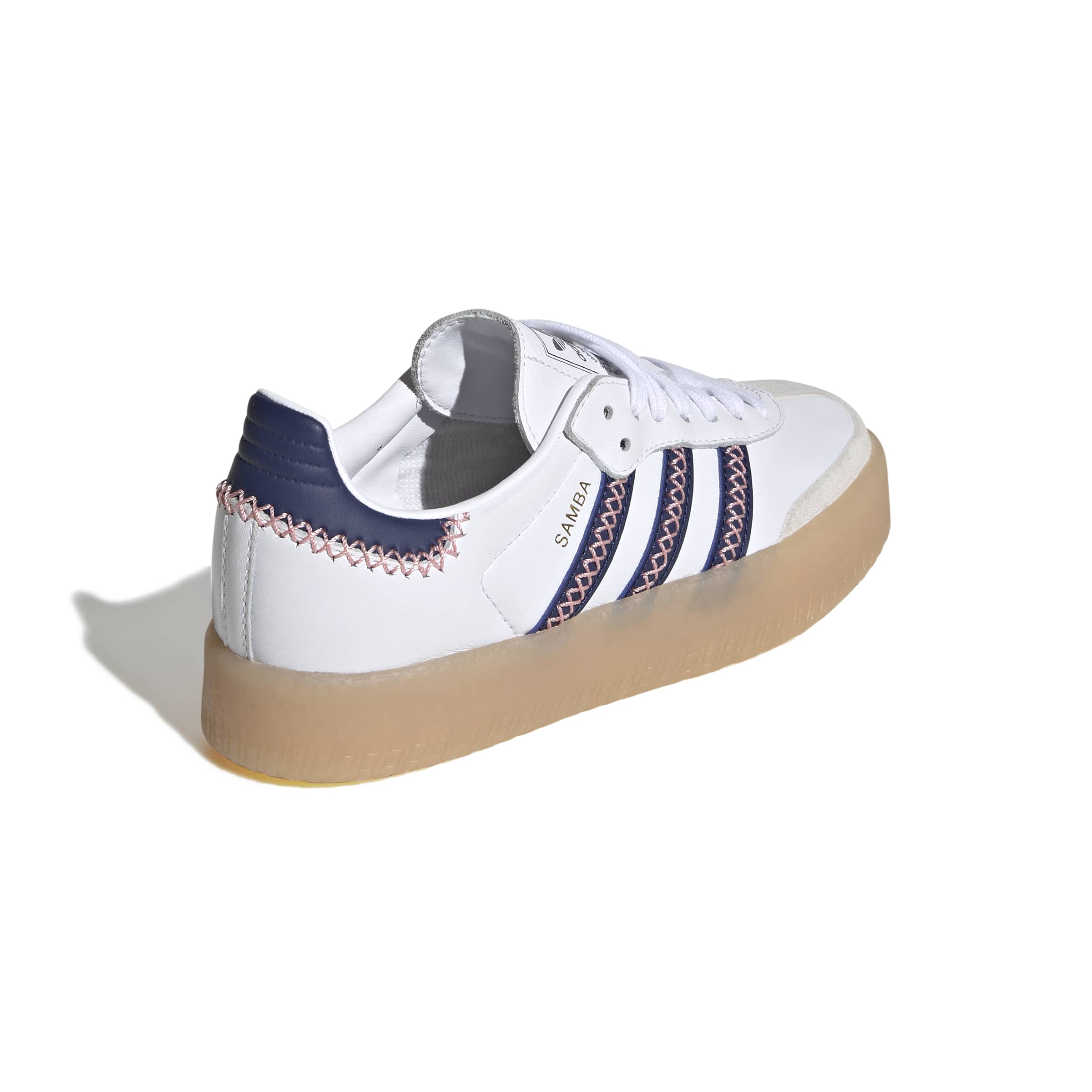 KIDS ADIDAS SAMBAE J (WHITE/ DARK BLUE/ PINK)