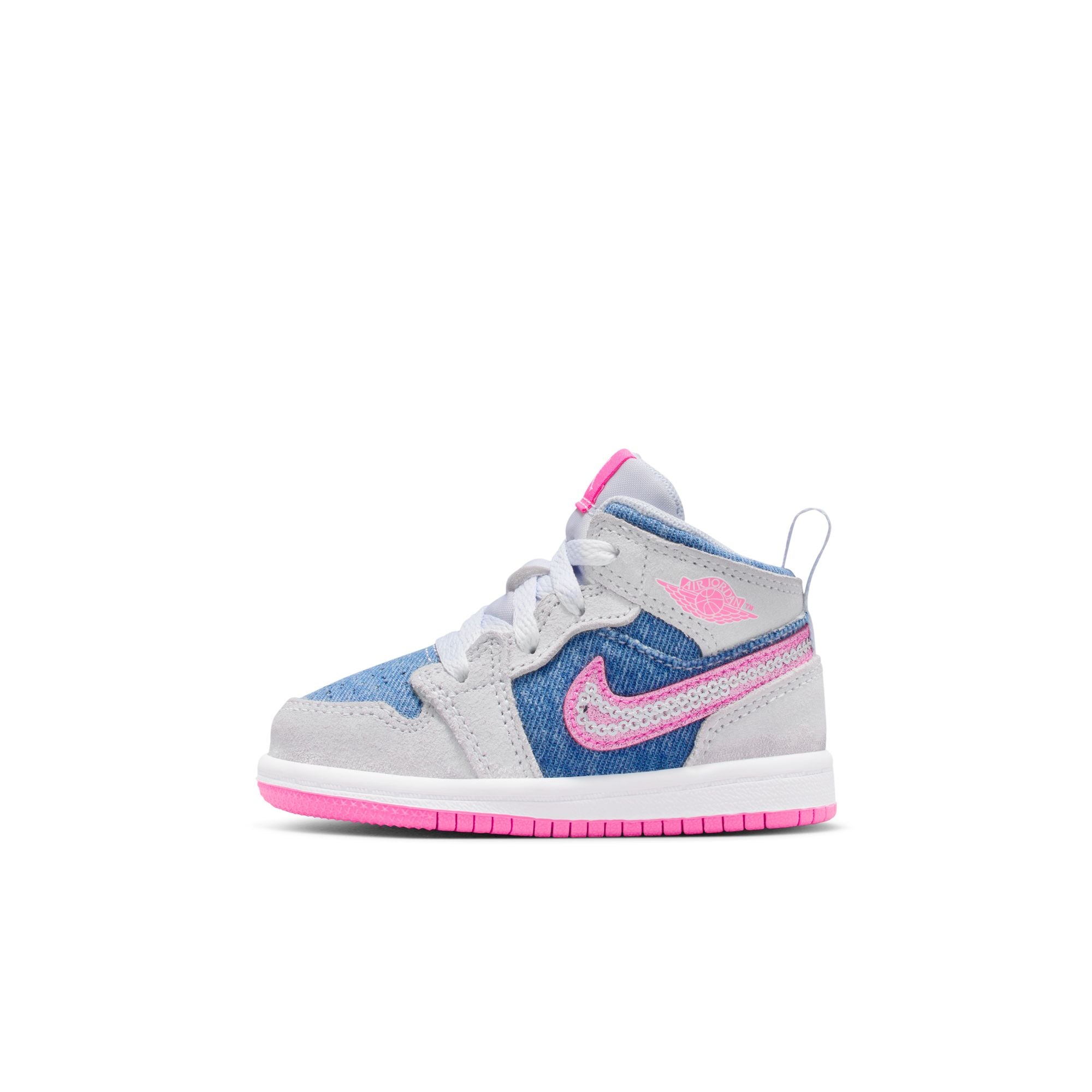 KIDS JORDAN 1 MID SE TD (COBALT BLISS/PINK GLOW/WHITE)