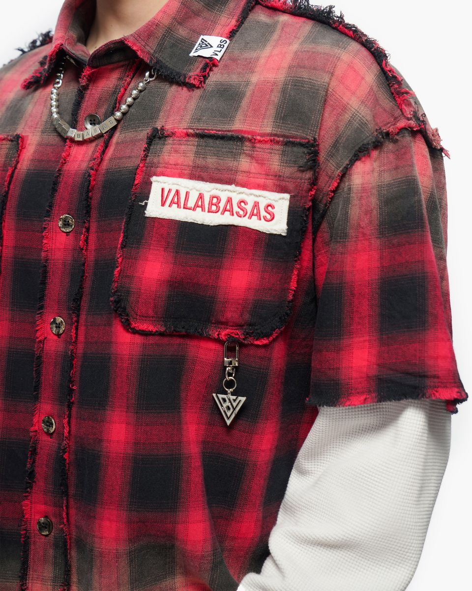 MENS VALABASAS LUMBERJACK LAYERED FLANNEL (BLACK/RED)
