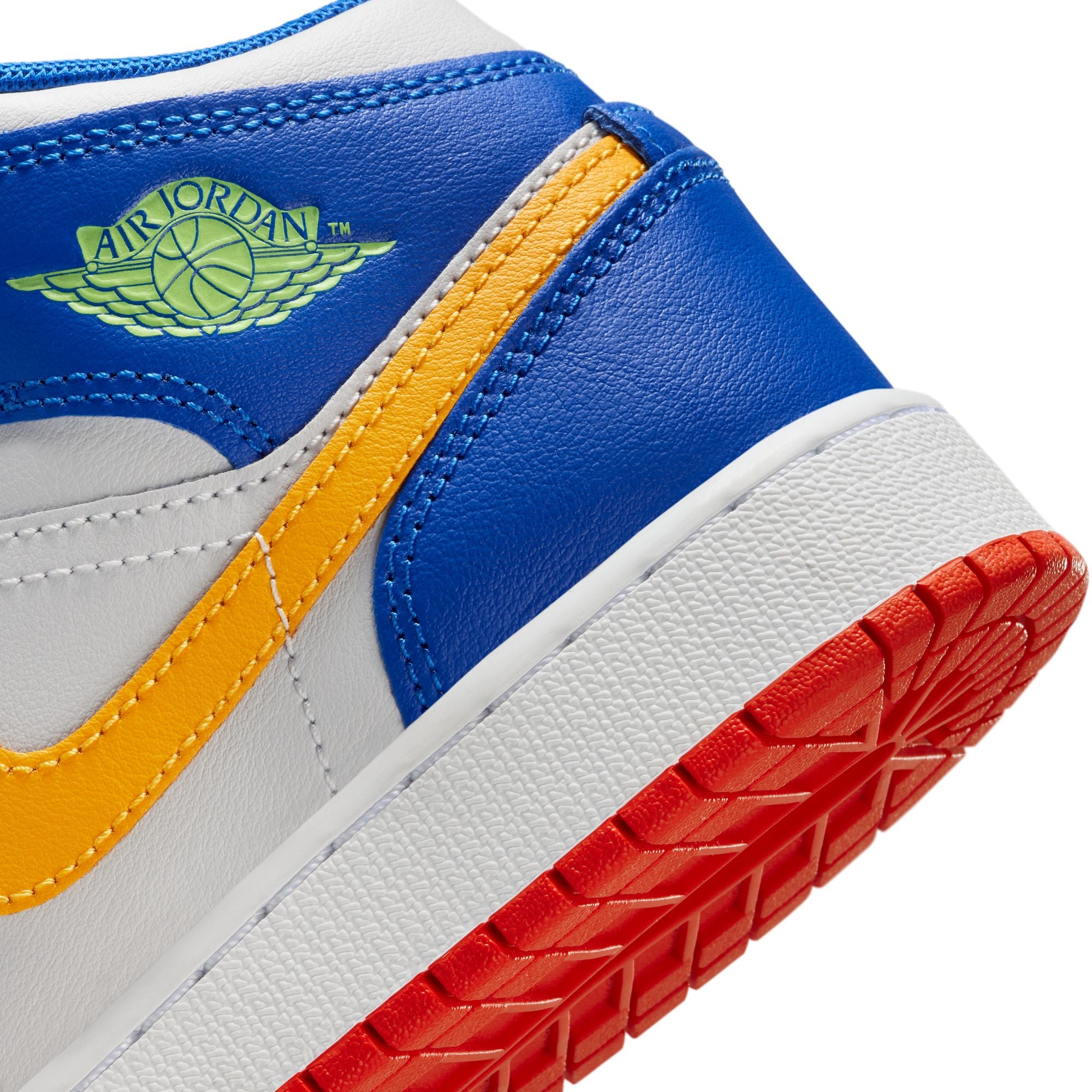 KIDS AIR JORDAN 1 MID GS (RACER BLUE/SPEED RED/GOLD/VAST GREY)