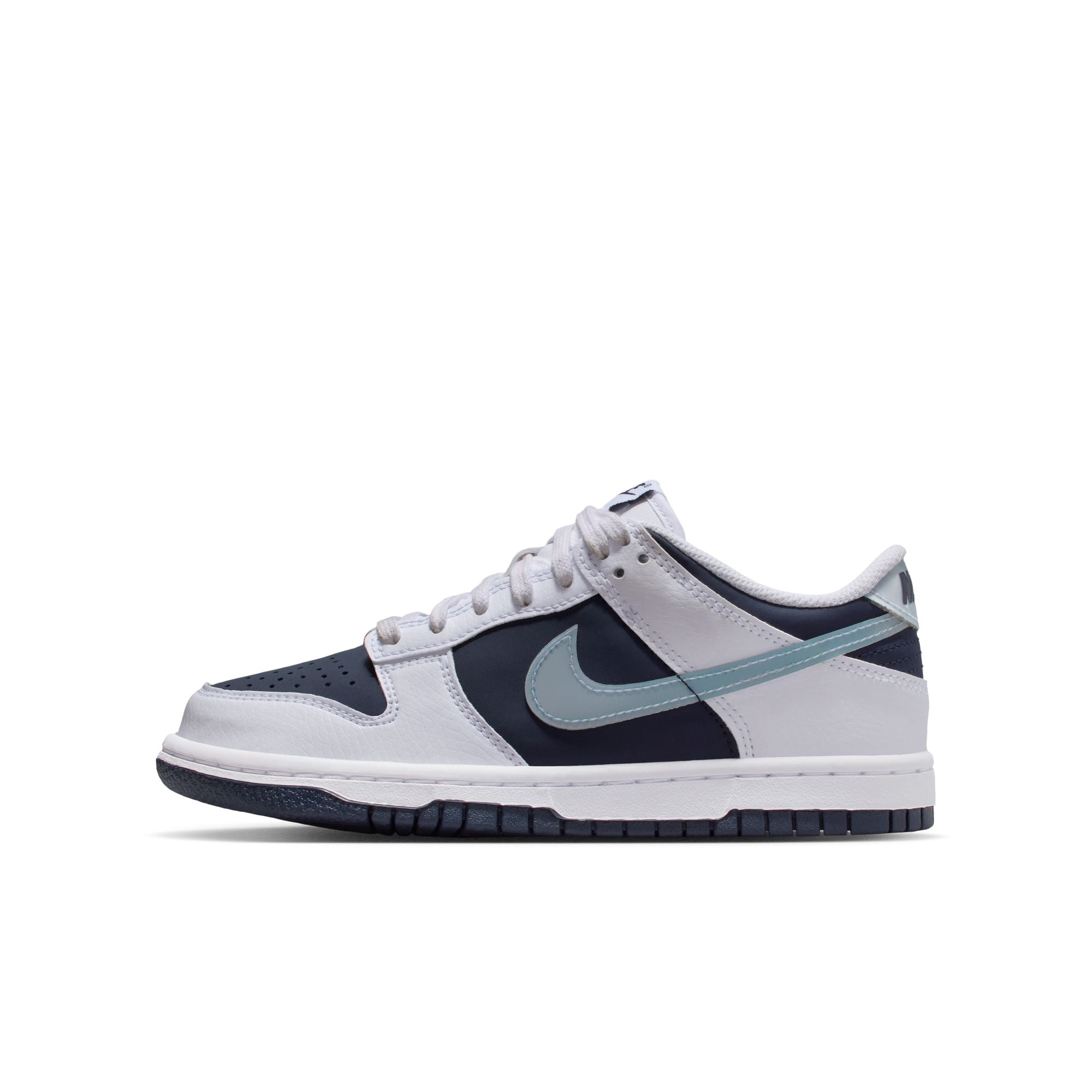 KIDS NIKE DUNK LOW GS (WHITE/LT ARMORY BLUE/DEEP ROYAL BLUE)