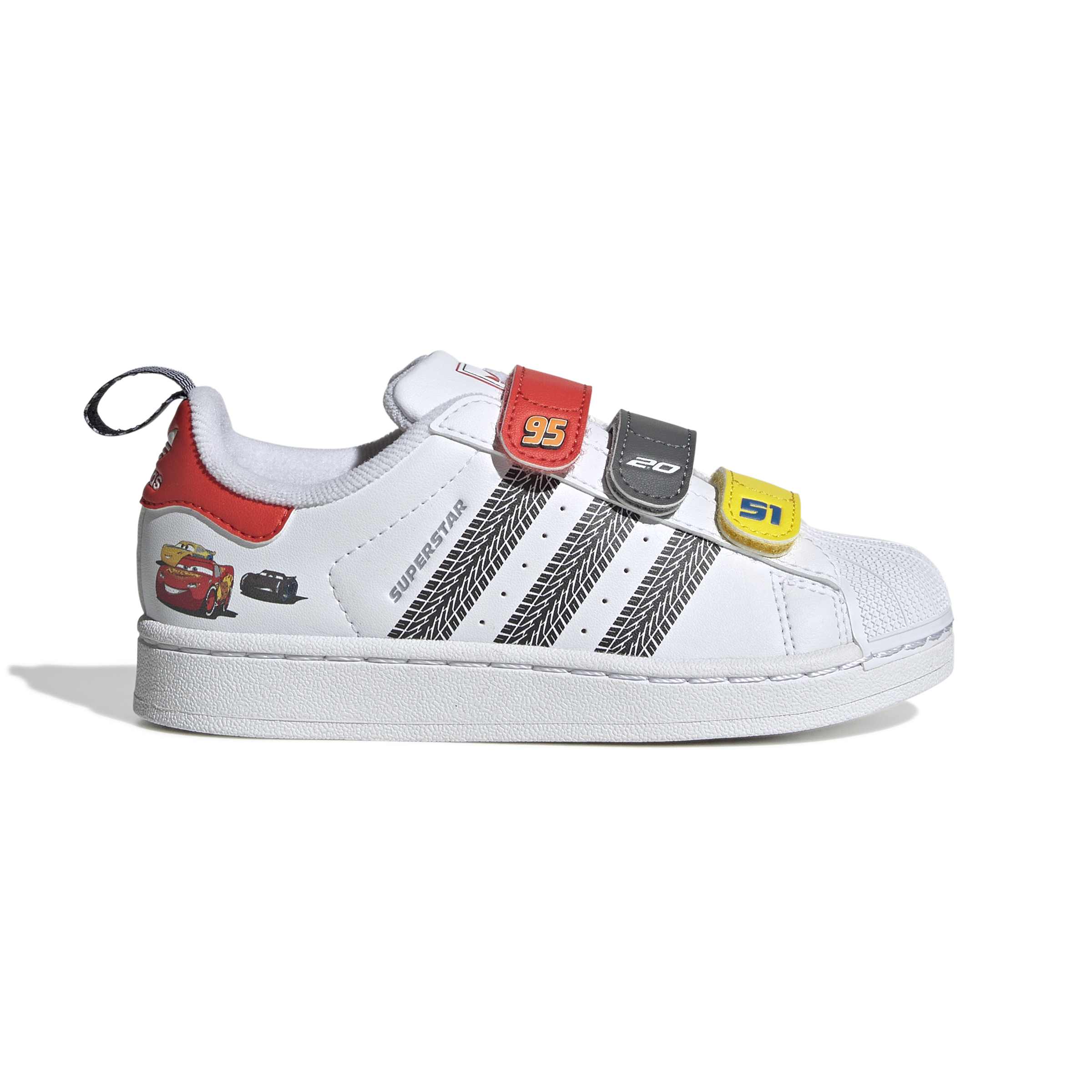 KIDS ADIDAS PIXAR CARS SUPERSTAR II COMFORT CLOSURE C (CLOUD WHITE / BRIGHT RED / SUPPLIER COLOUR)