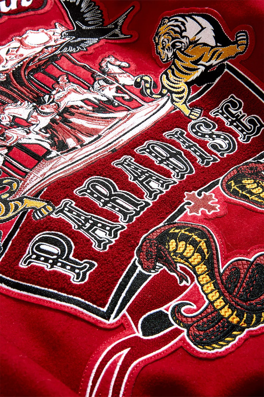 MENS JORDAN CRAIG SMOKE & MIRRORS VARSITY JACKET (BRED)