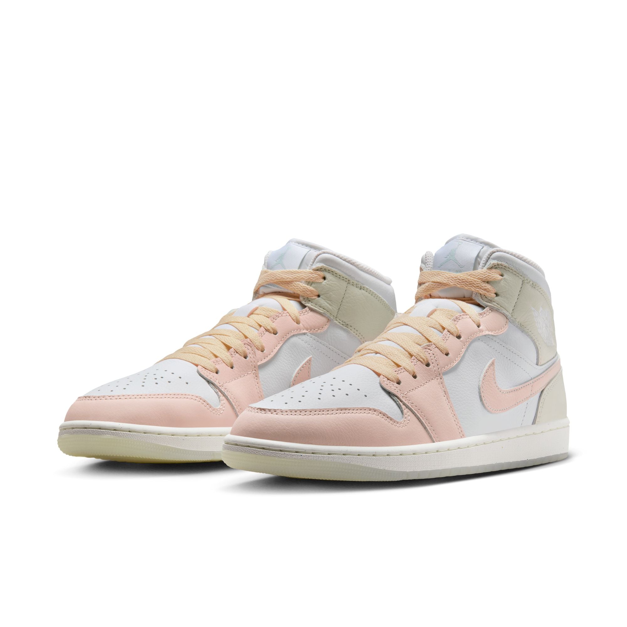 MENS AIR JORDAN 1 MID SE (WHITE/GUAVA ICE/SEA GLASS/GLACIER BLUE)