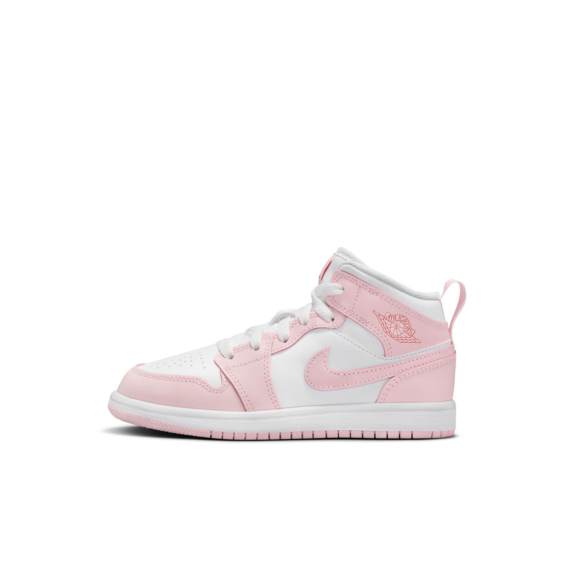 KIDS JORDAN 1 MID PS (PINK FOAM/WHITE/FIRE RED)