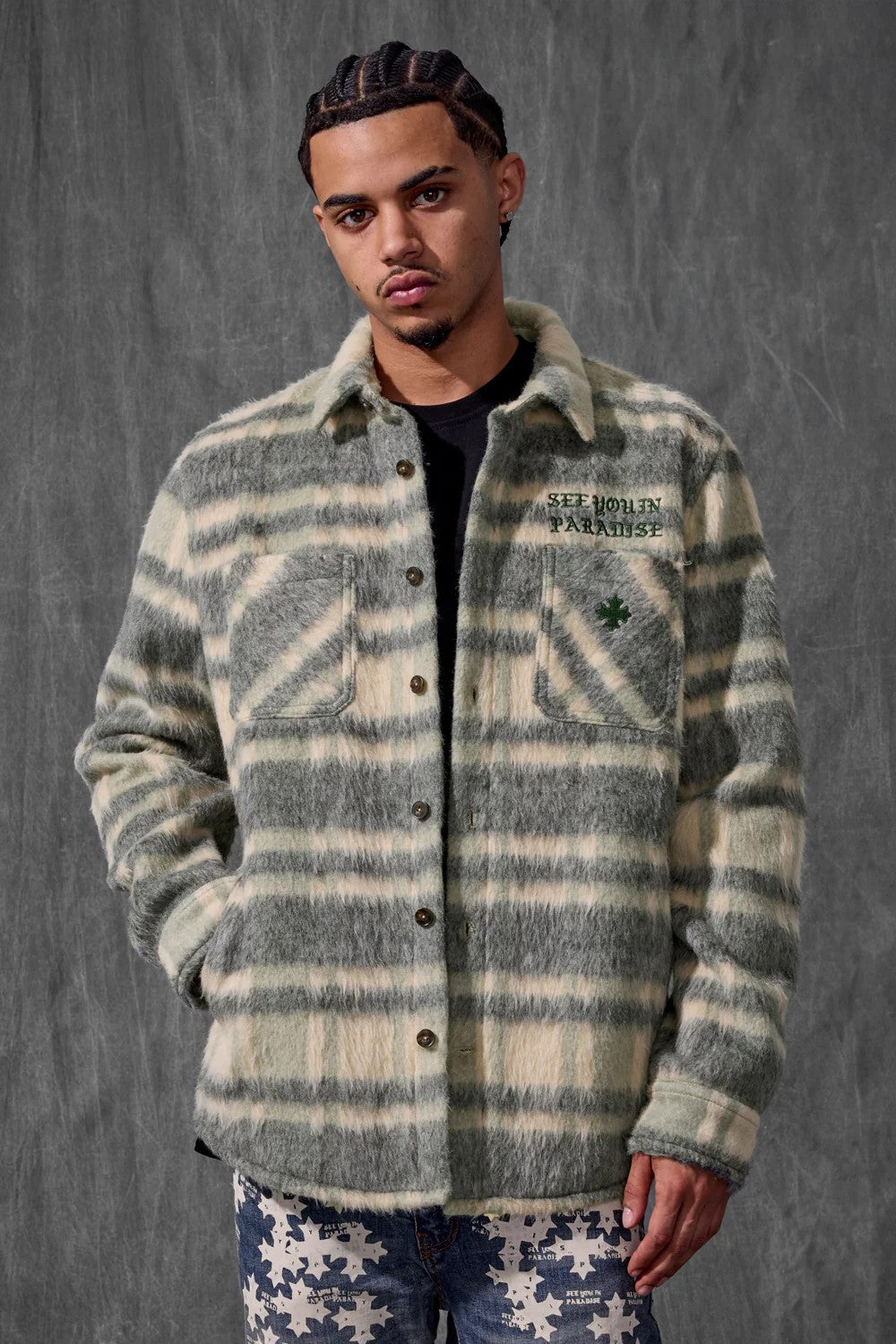 MENS JORDAN CRAIG PARADISE FLANNEL SHACKET (OLIVE)