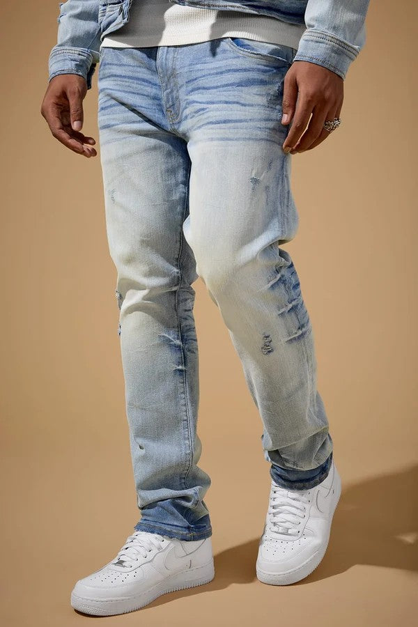MENS JORDAN CRAIG COLLINS FIT FOUNDRY DENIM (ICED LAGER)