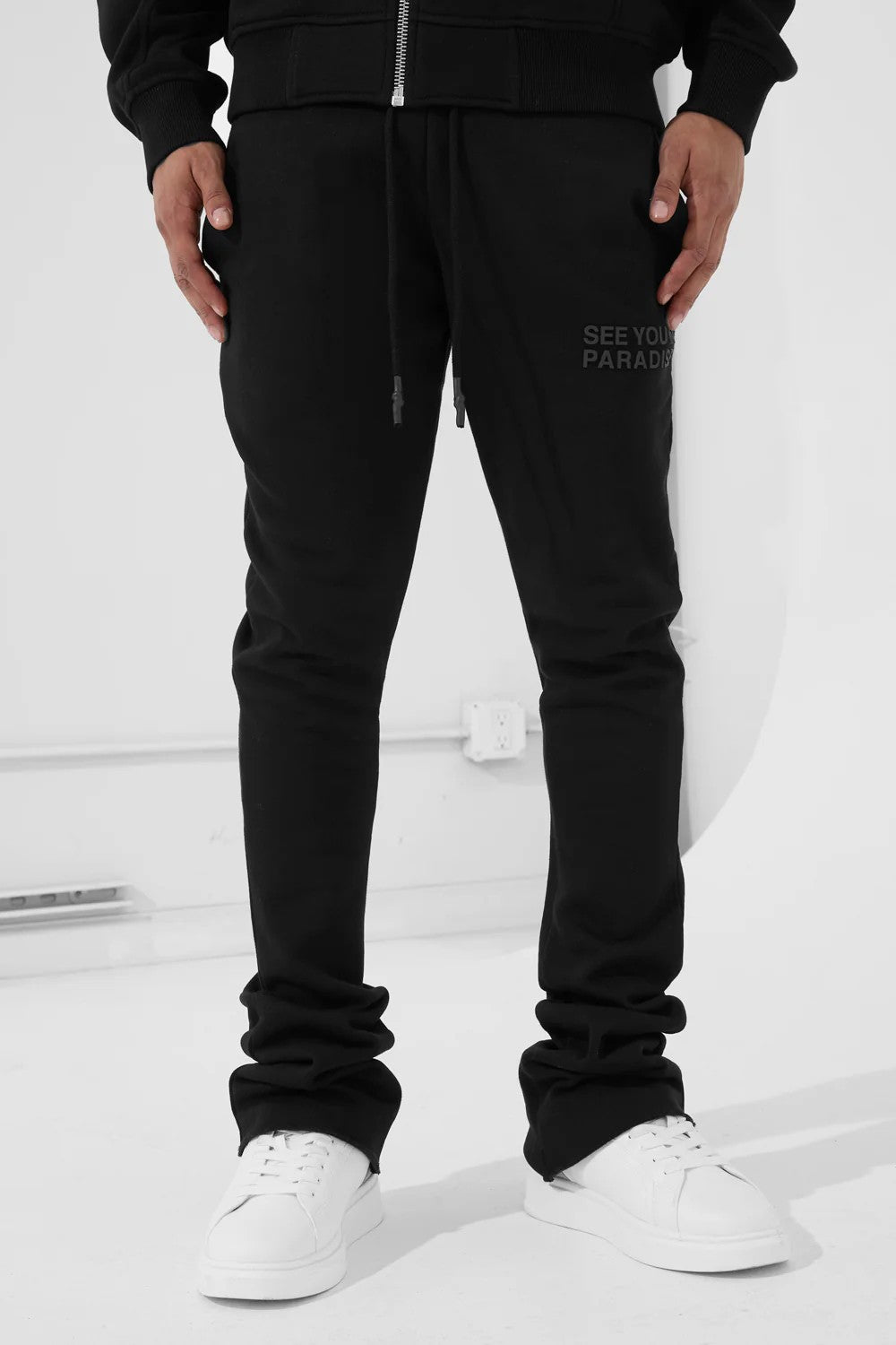 MENS JORDAN CRAIG SYIP TONAL STACKED SWEATPANT (BLACK)