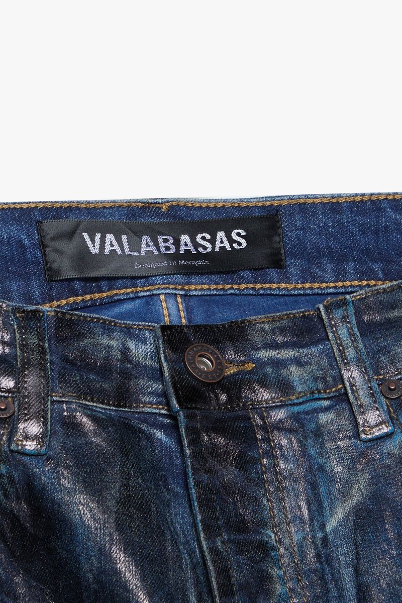 MENS VALABASAS "FAX" STACKED WAXED DENIM (DIRTY INDIGO WAXED)