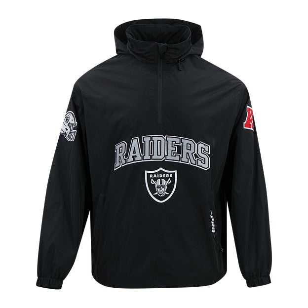 MENS PRO STANDARD LAS VEGAS RAIDERS PRE GAME 1/4 ZIP WIND JACKET (BLACK)