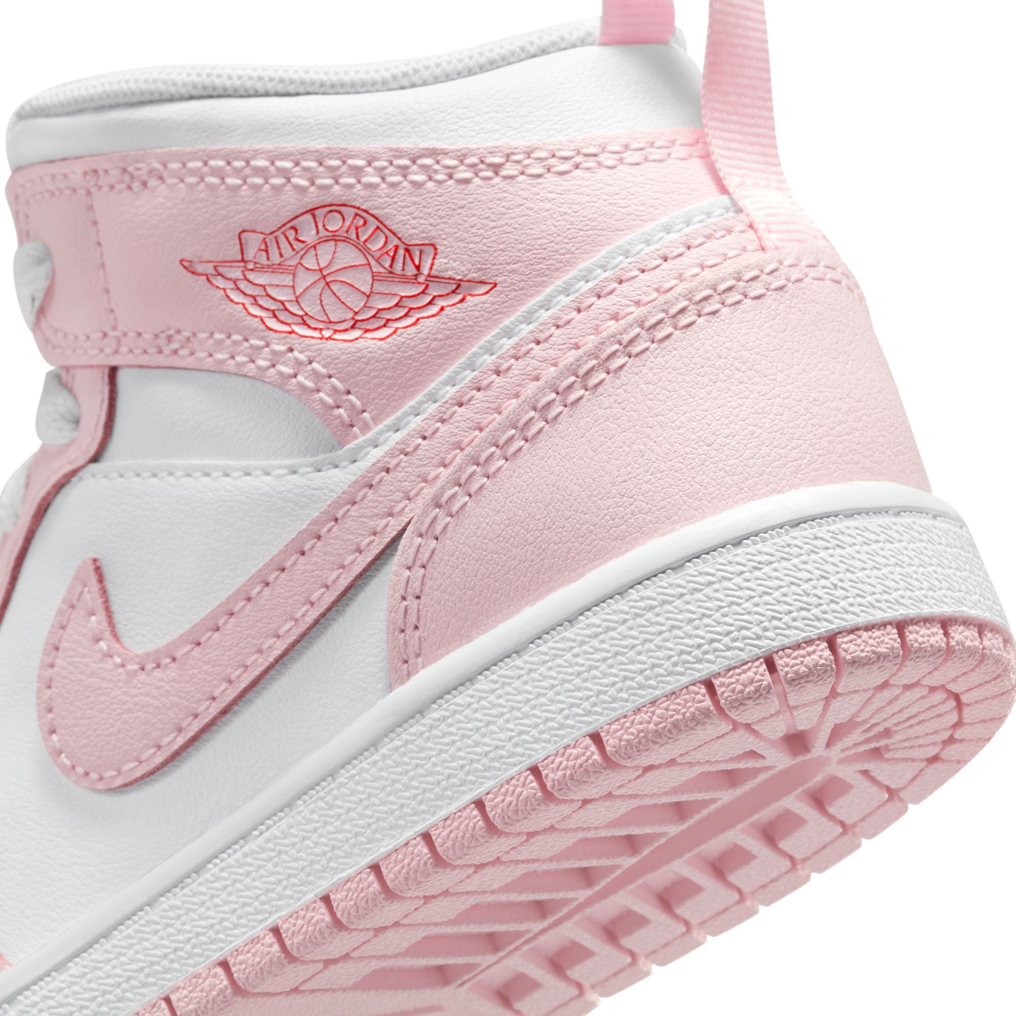 KIDS JORDAN 1 MID PS (PINK FOAM/WHITE/FIRE RED)