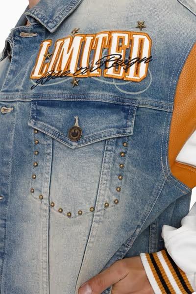 MENS SMOKE RISE RISE TO REIGH TRUCKER JACKET (OWENS BLUE)