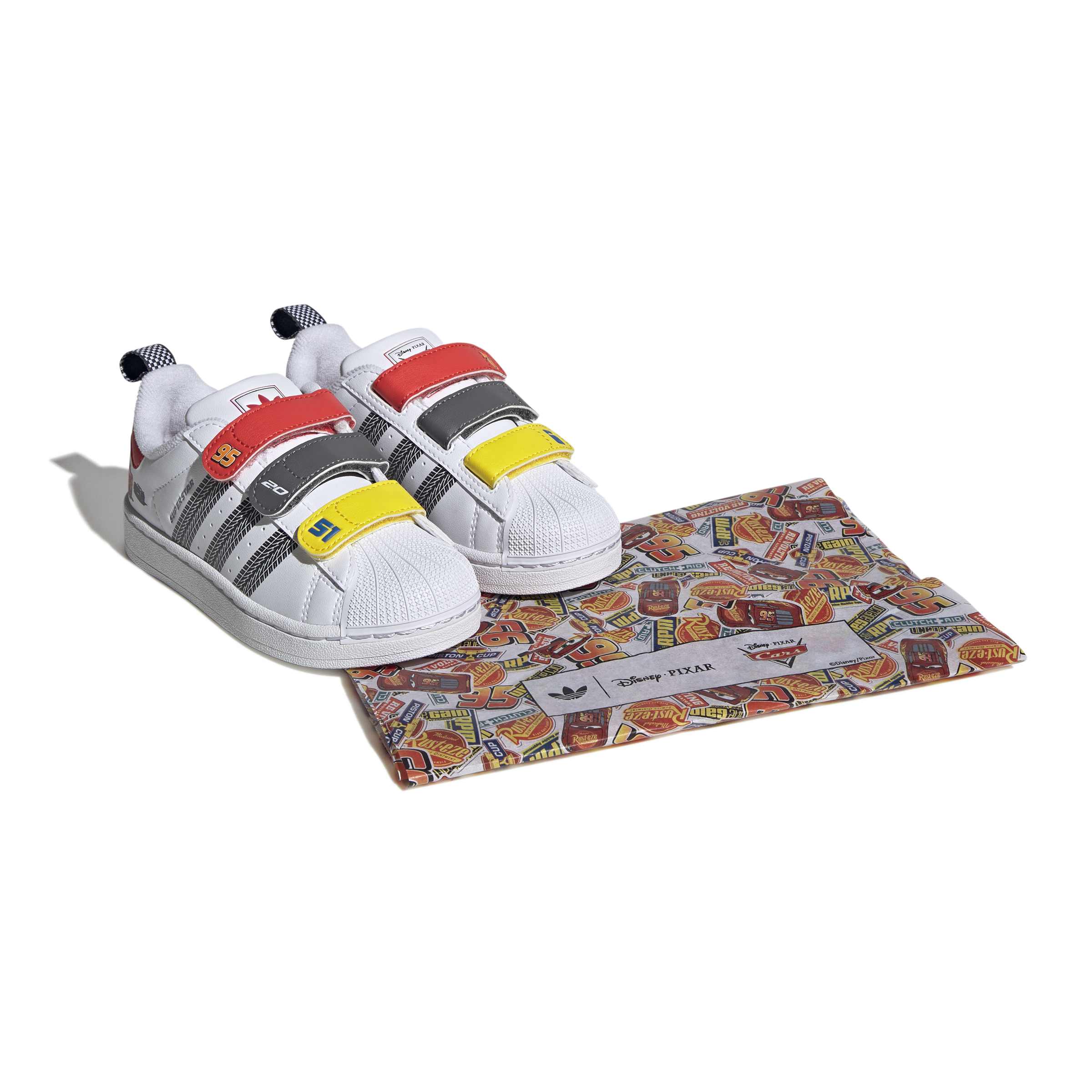 KIDS ADIDAS PIXAR CARS SUPERSTAR II COMFORT CLOSURE C (CLOUD WHITE / BRIGHT RED / SUPPLIER COLOUR)