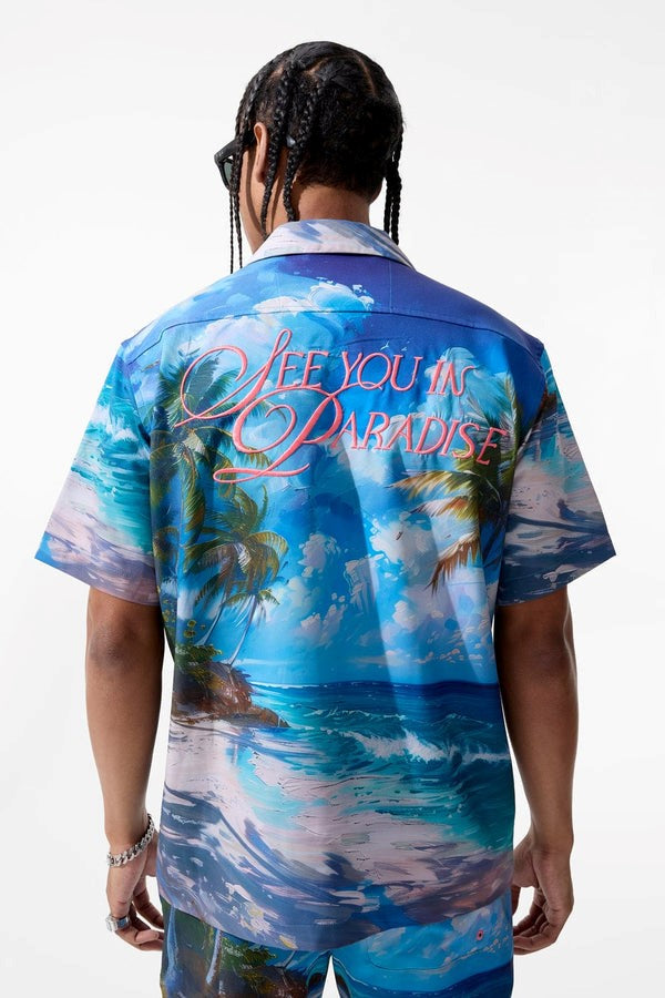 MENS JORDAN CRAIG WANDERLUST S/S PARTY SHIRT (CLEARWATER)