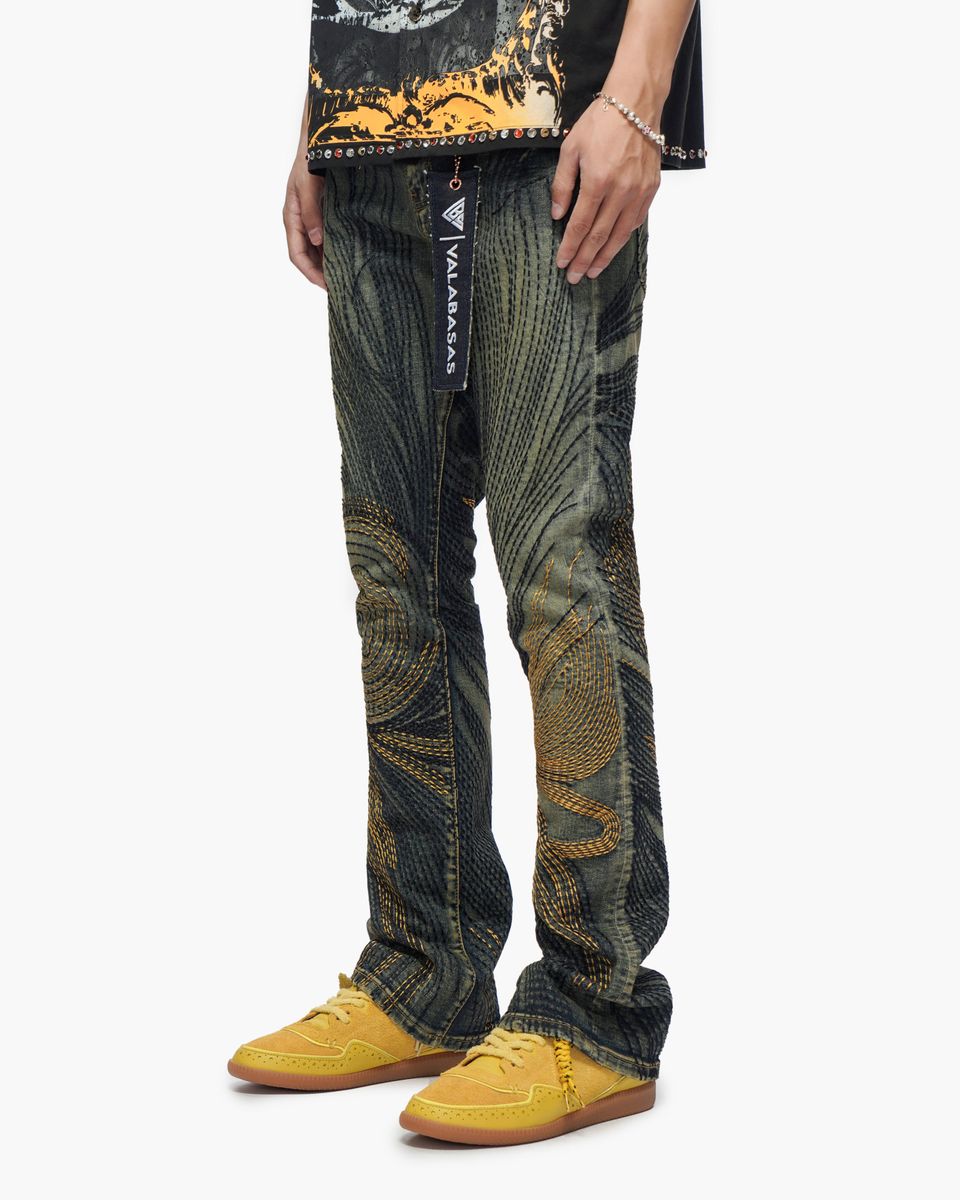 MENS VALABASAS KNOWLEDGE STACKED JEAN (DARK VINTAGE WASH)