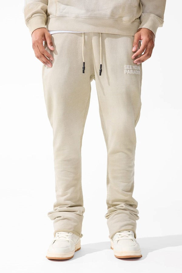 MENS JORDAN CRAIG PARADISE WASHED STACKED SWEATPANT (KHAKI)