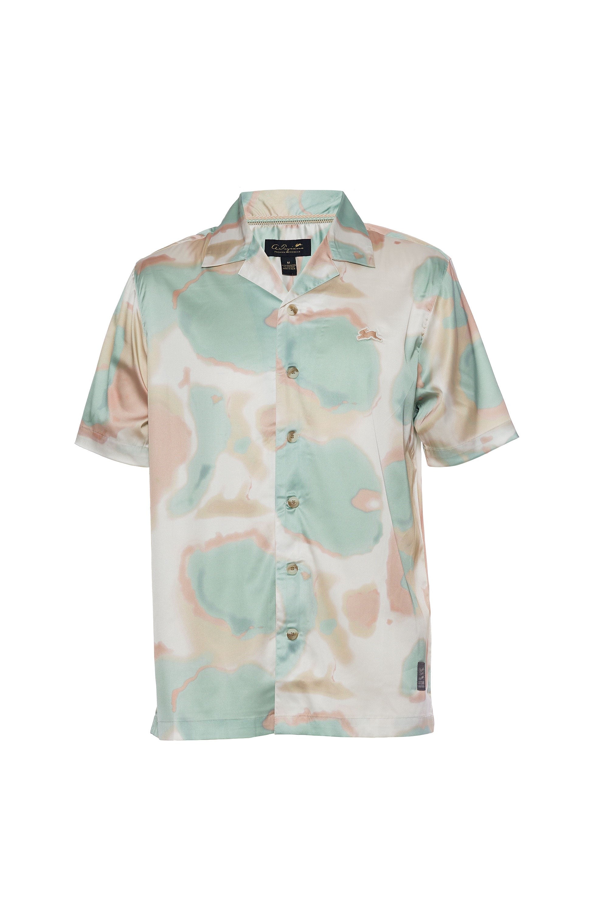DALE | MENS PRINTED SATIN SHIRT (PALE CREAM)