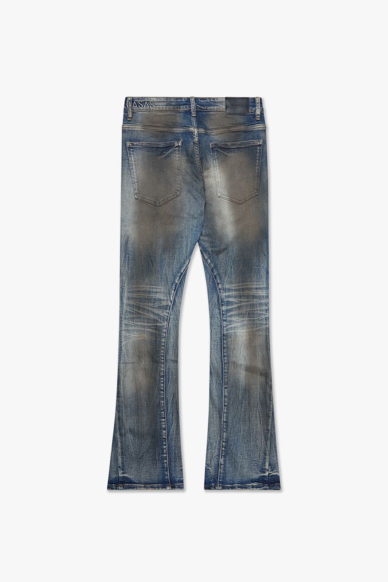 MENS VALABASAS "FAX" STACKED WAXED DENIM (DIRTY BLUE WASHED)
